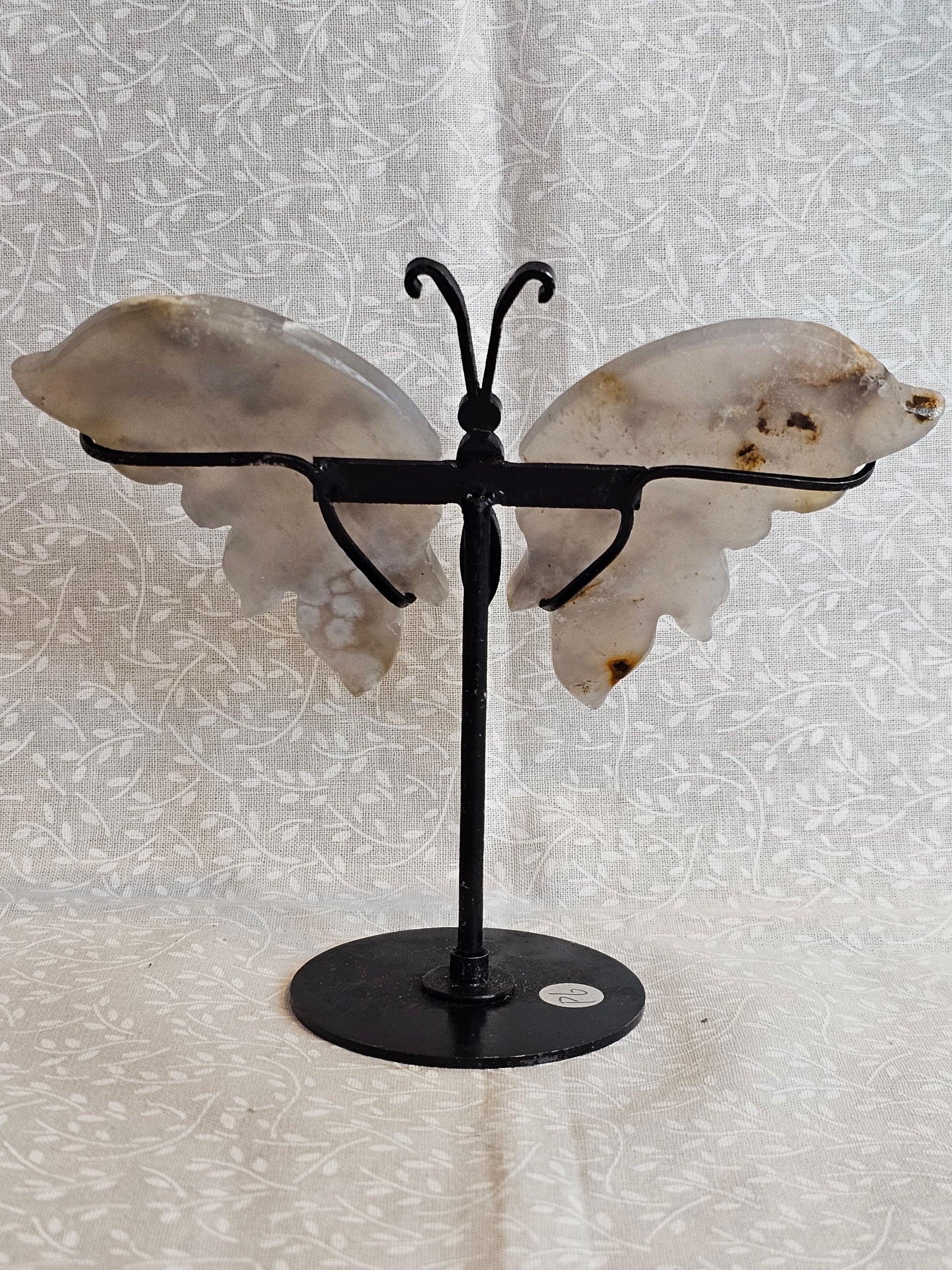 Agate Crystal Butterfly Wings with Stand