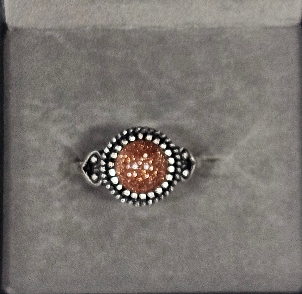 Sterling Silver Sandstone Gemstone Ring - Size 8.5