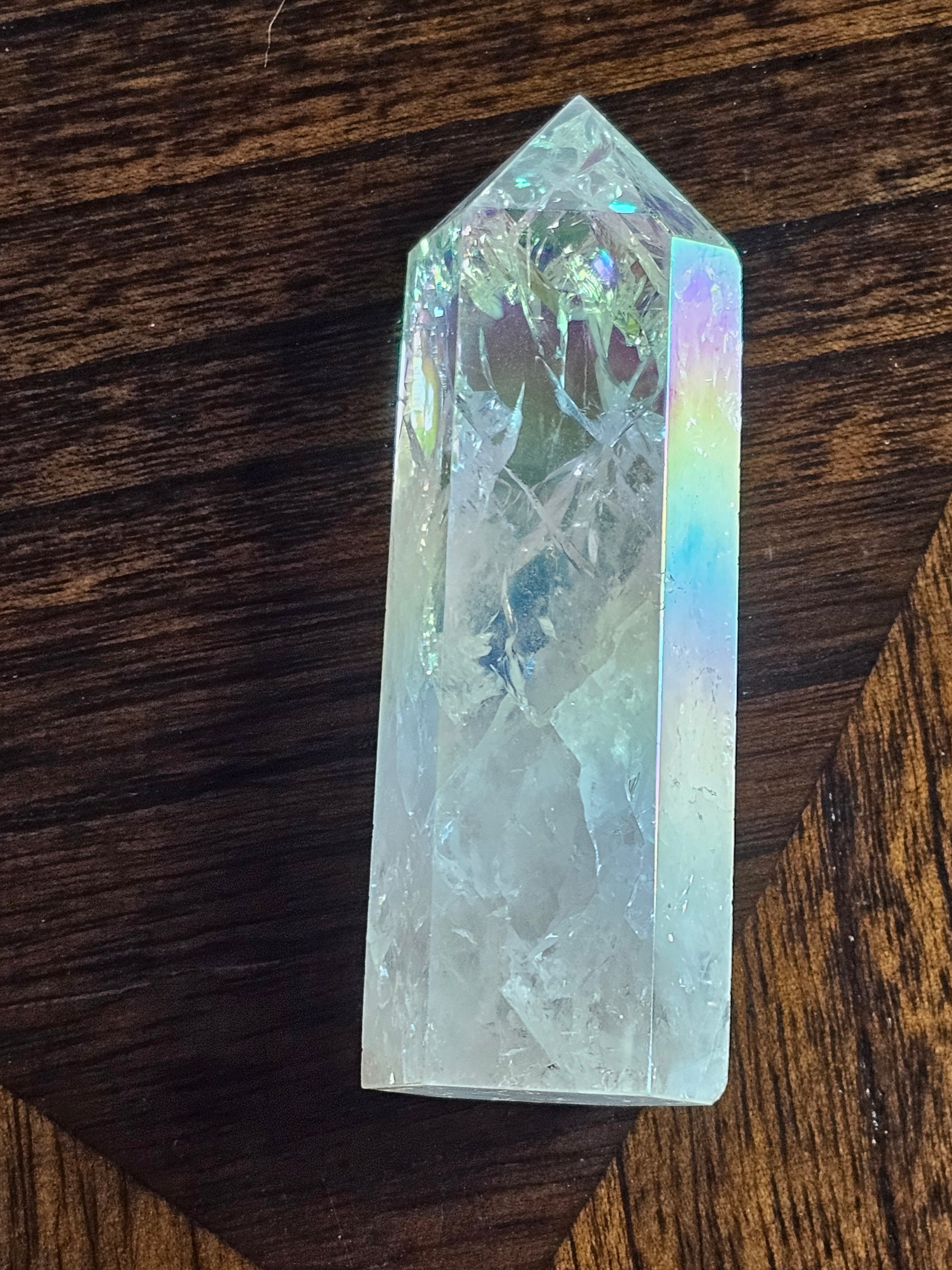 Angel Aura Fire & Ice  Quartz Crystal Tower
