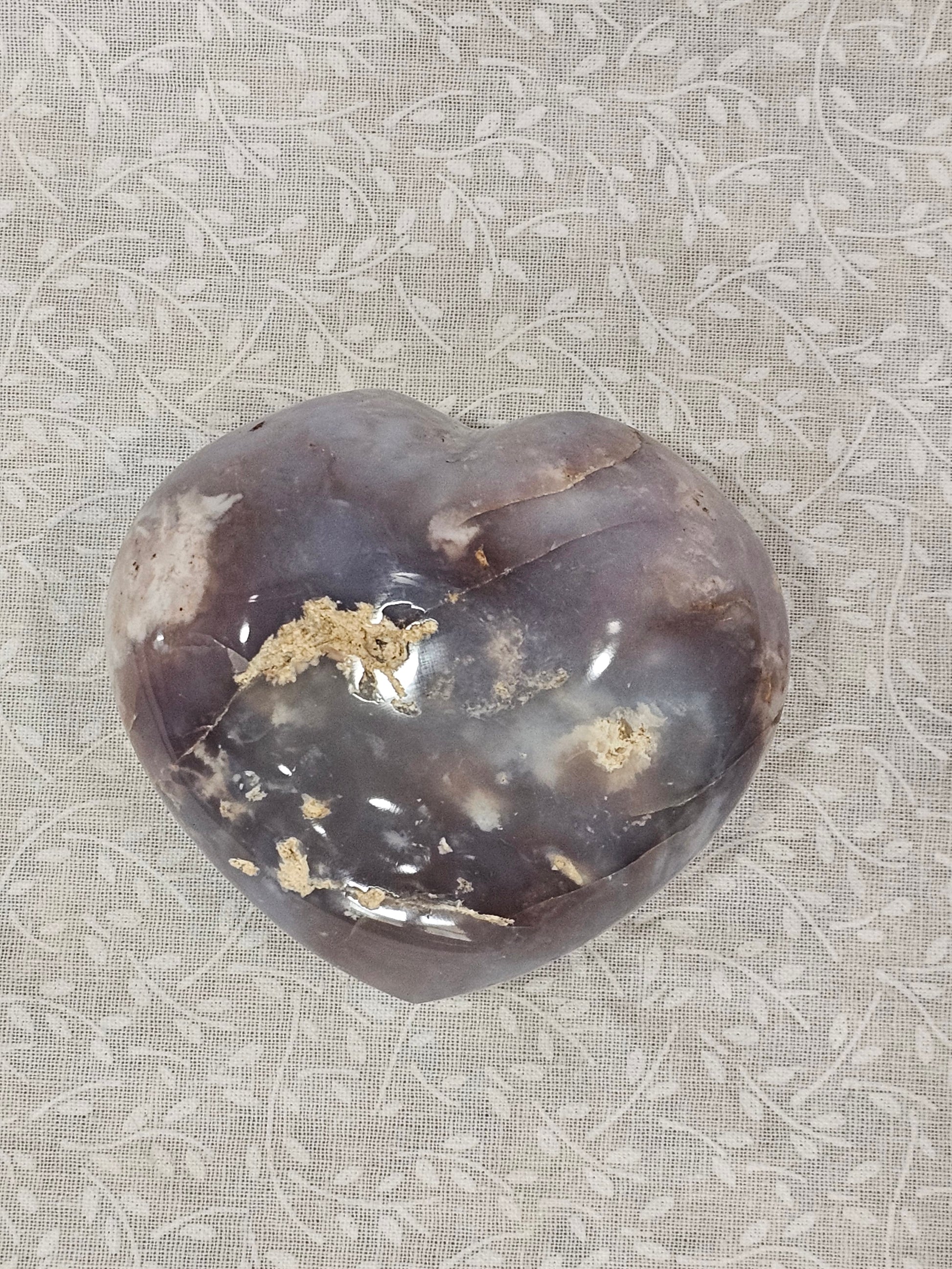 Flower Agate Crystal Heart