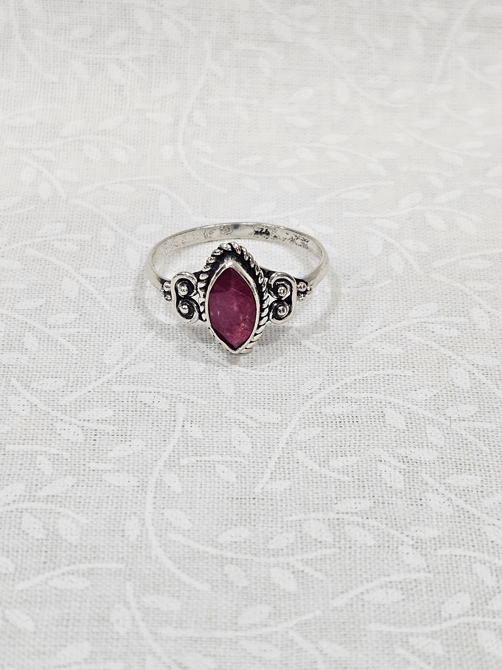 Sterling Silver Ruby Gemstone Ring 8.5