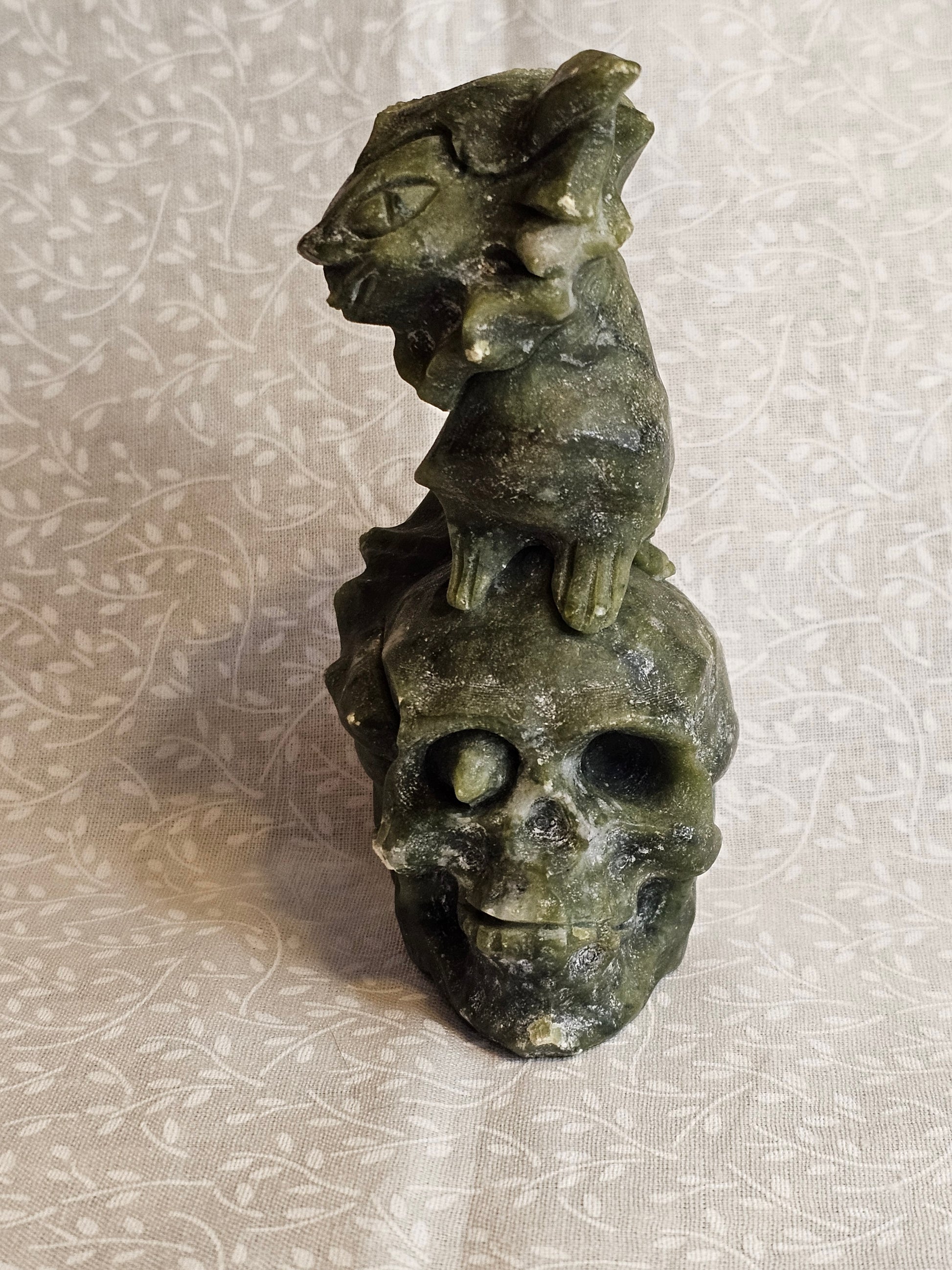 Jade Skull & Dragon Crystal Figurine