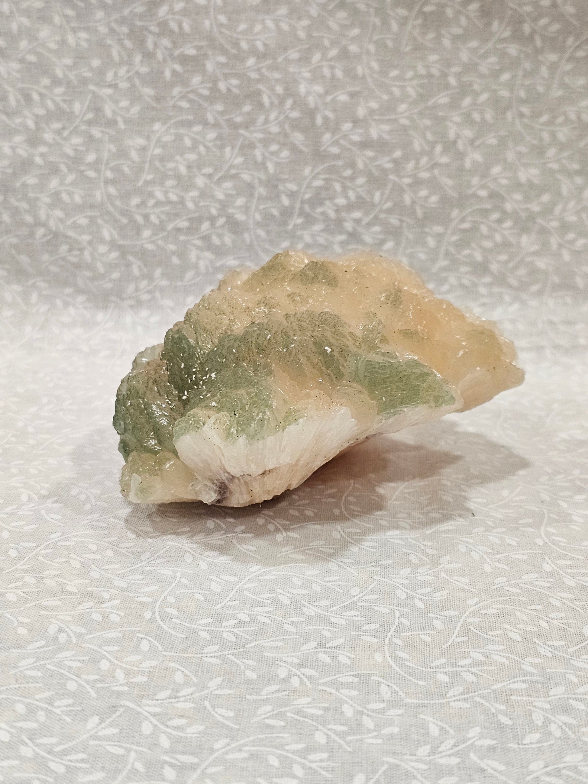 Stillbite with Green Apophyllite Raw Crystal Cluster