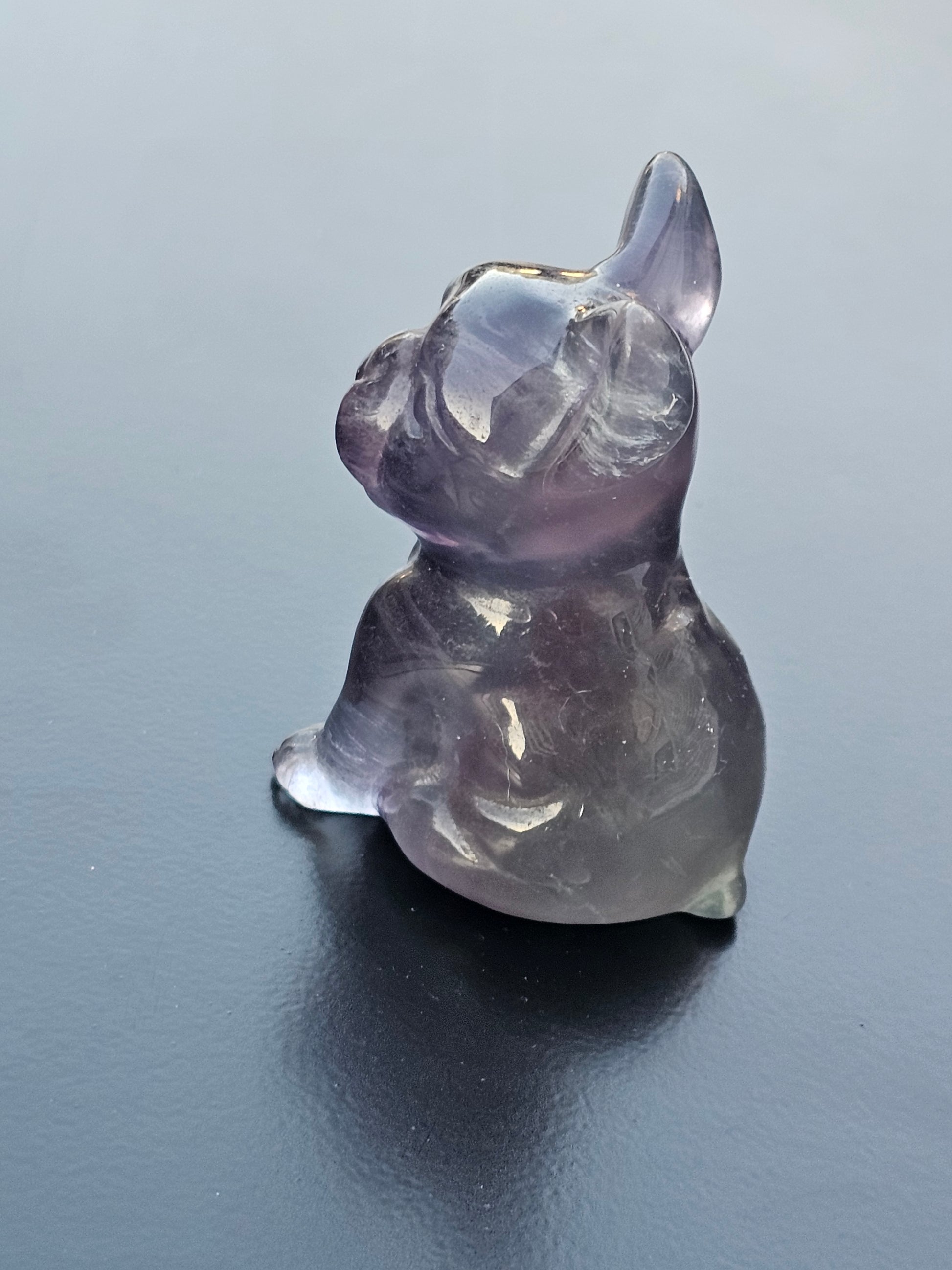 Rainbow Fluorite Crystal French Bulldog