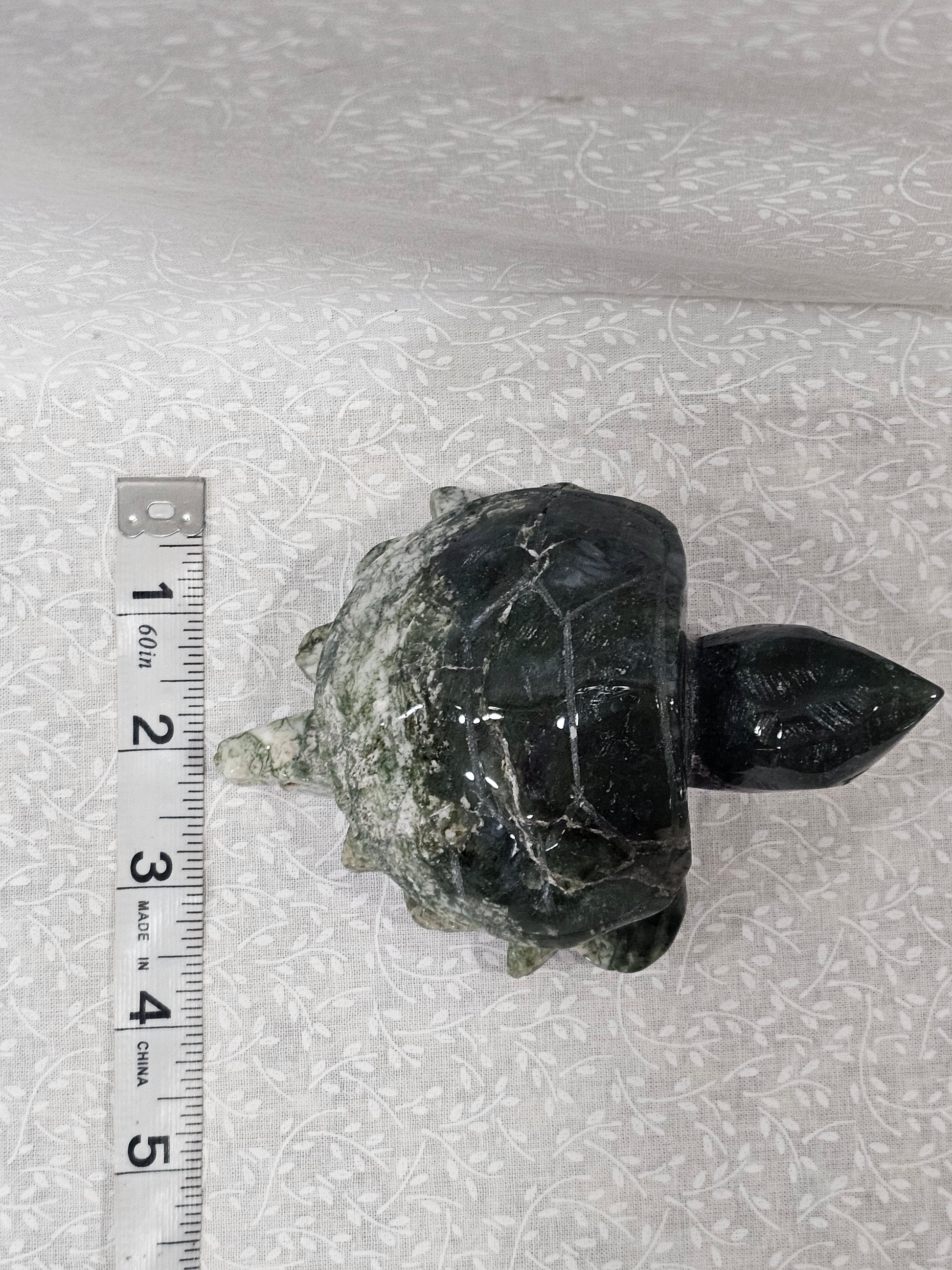 Moss Agate Crystal Turtle