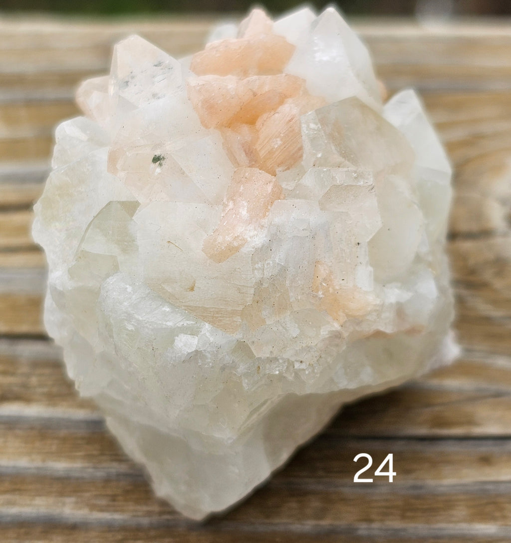 Apophyllite with Stillbite Raw Crystal Cluster