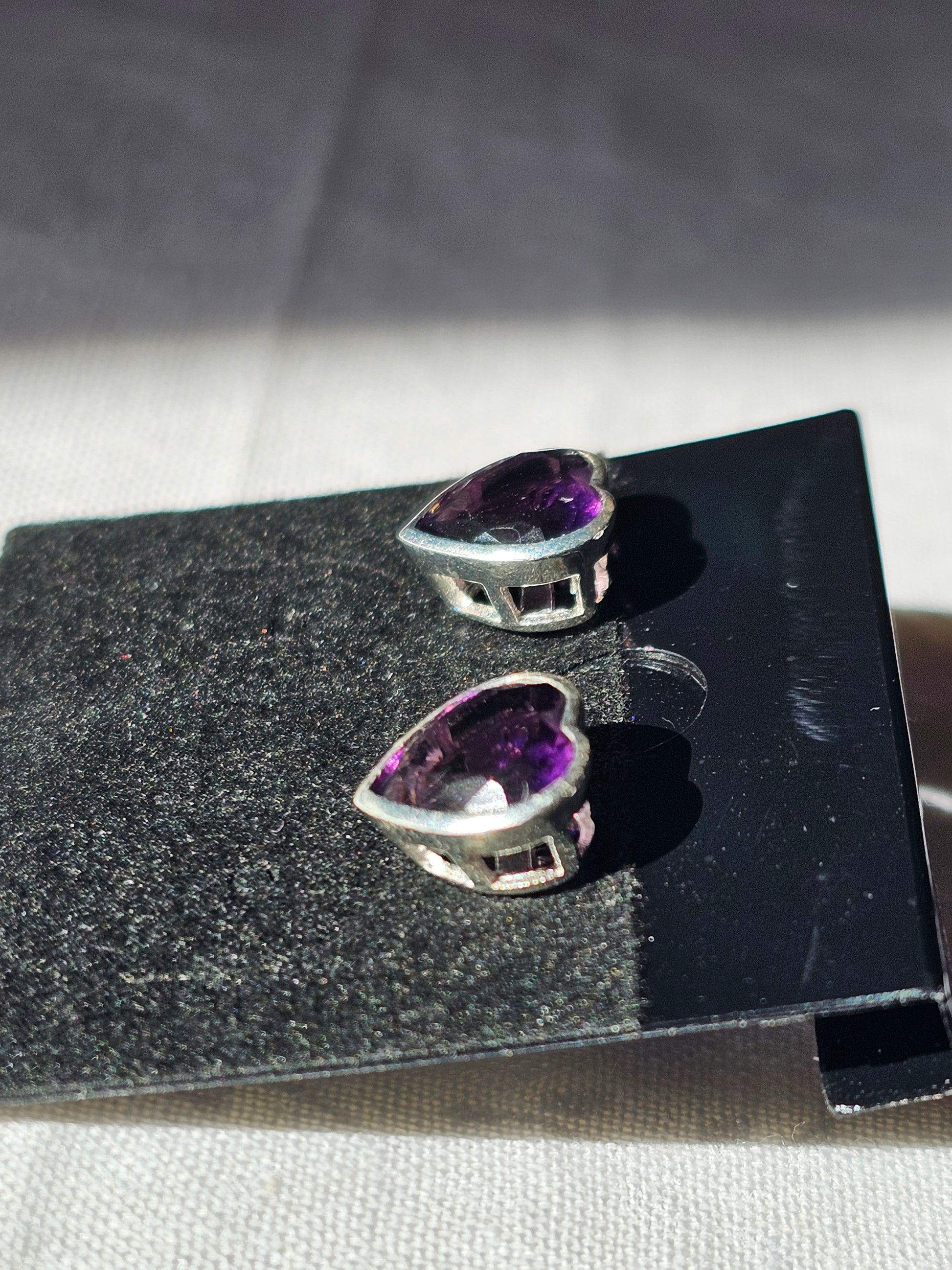 Sterling Silver Amethyst Gemstone Earrings - Natural Stone