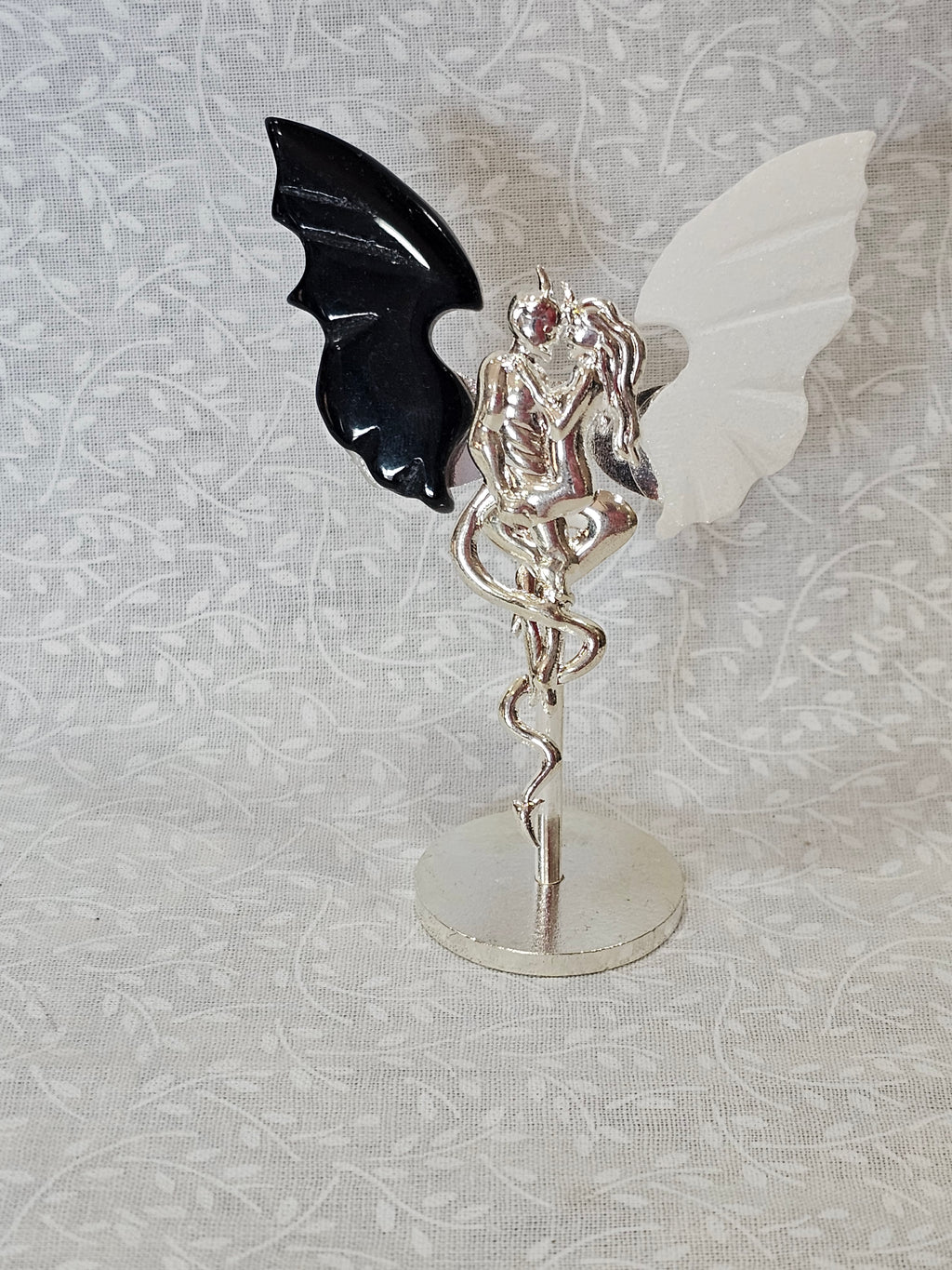 Black Obsidian & White Jade Angel/Devil Wings