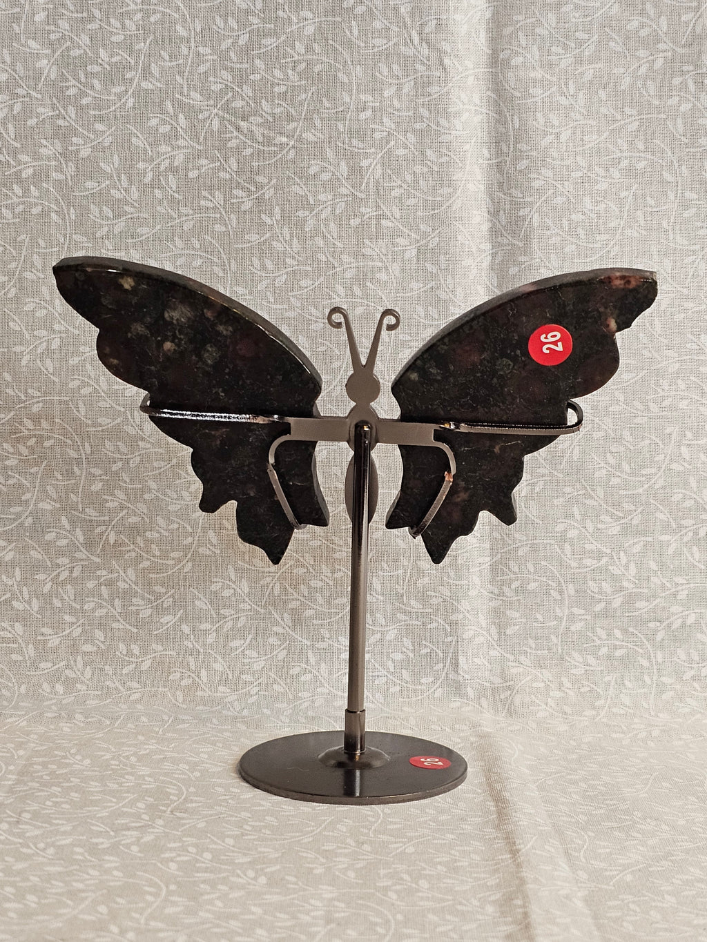 Fruit Jasper Crystal Butterfly Wings with Stand - 5 Inch Natural Stone Decor