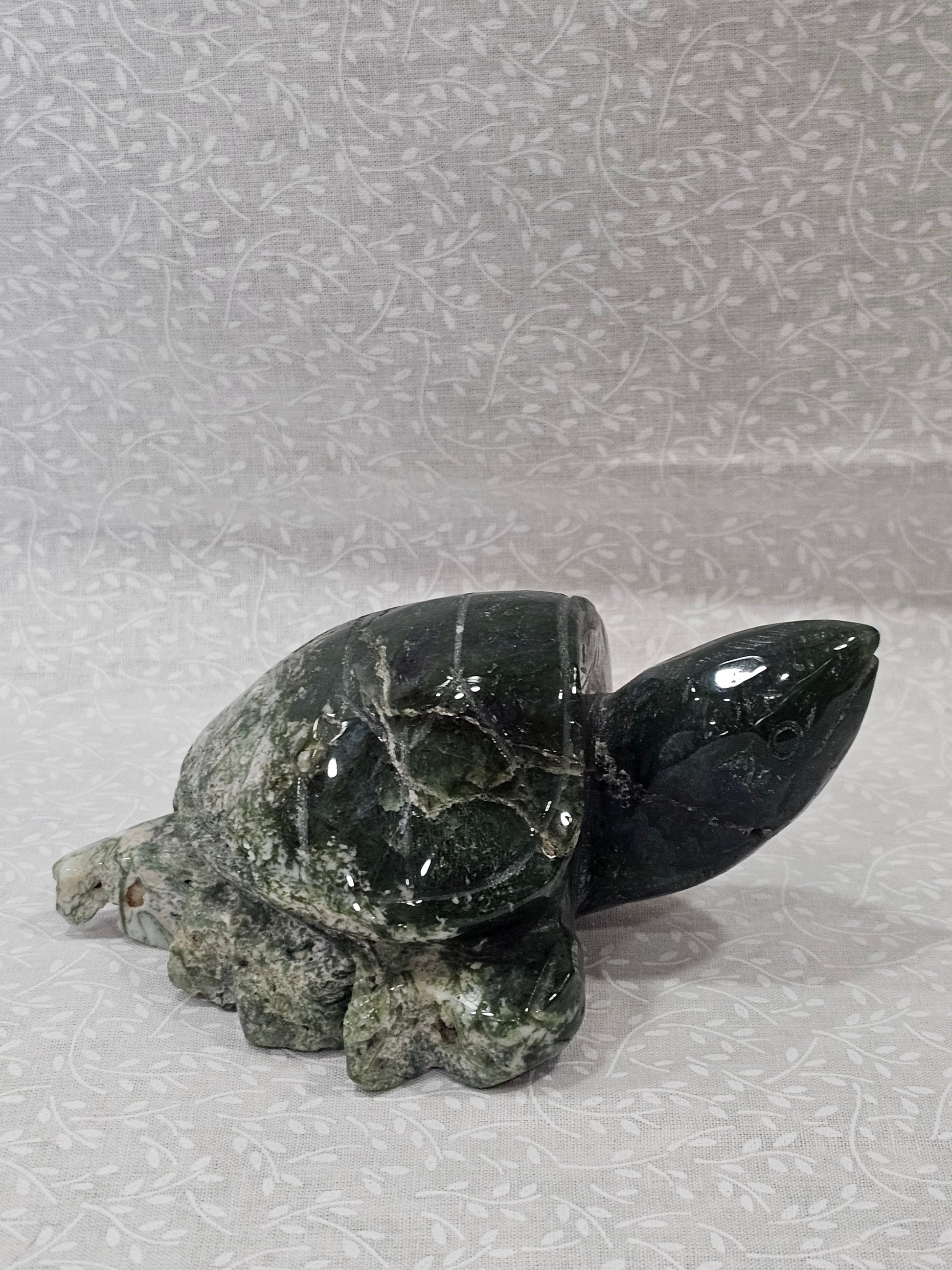 Moss Agate Crystal Turtle