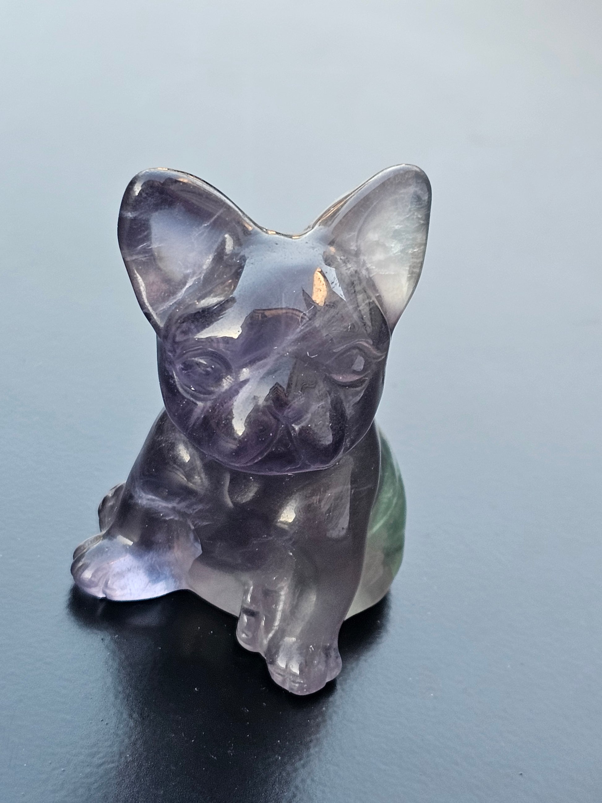 Rainbow Fluorite Crystal French Bulldog