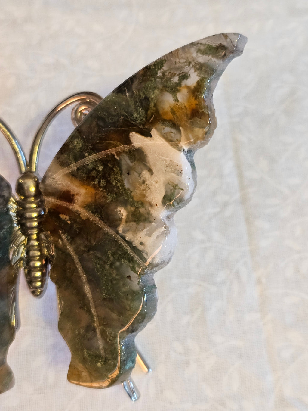Moss Agate Crystal Butterfly