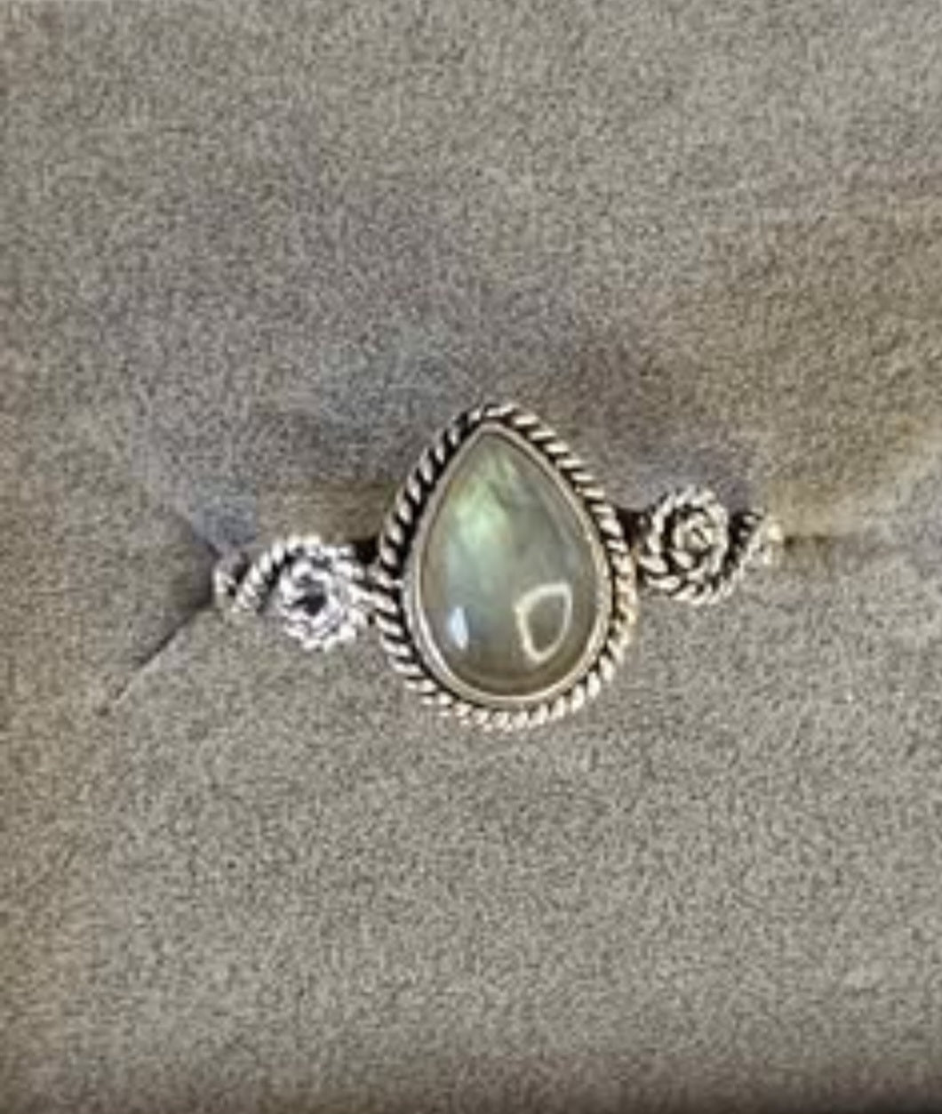 Natural Labradorite Sterling Silver Ring - Healing Crystal Gemstone Jewelry Size 6