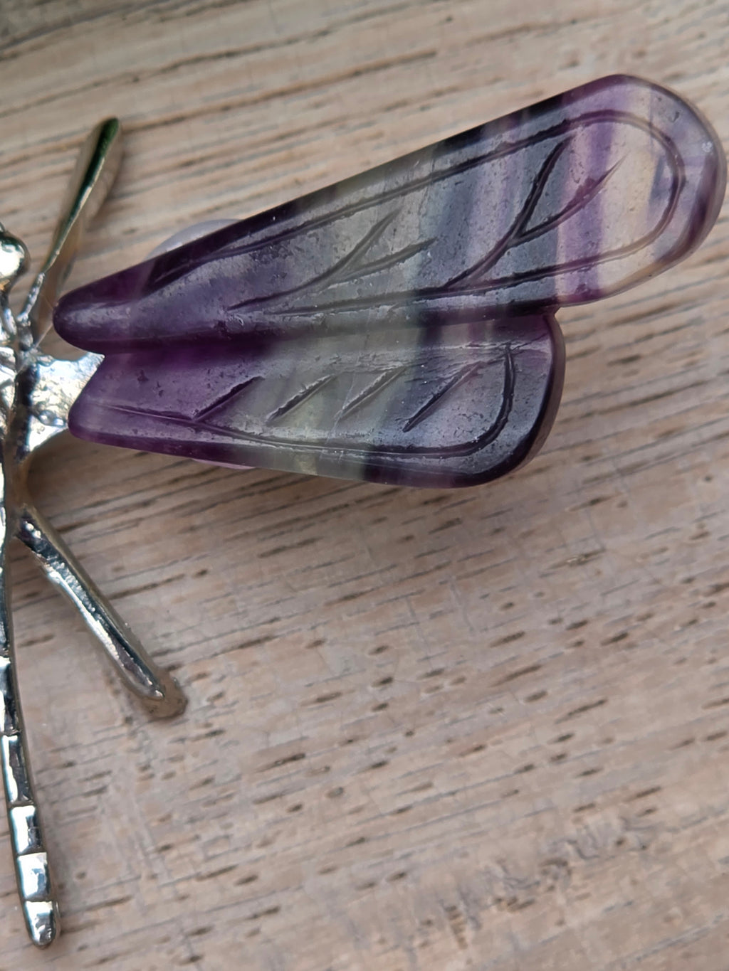 Rainbow Fluorite Crystal Dragonfly