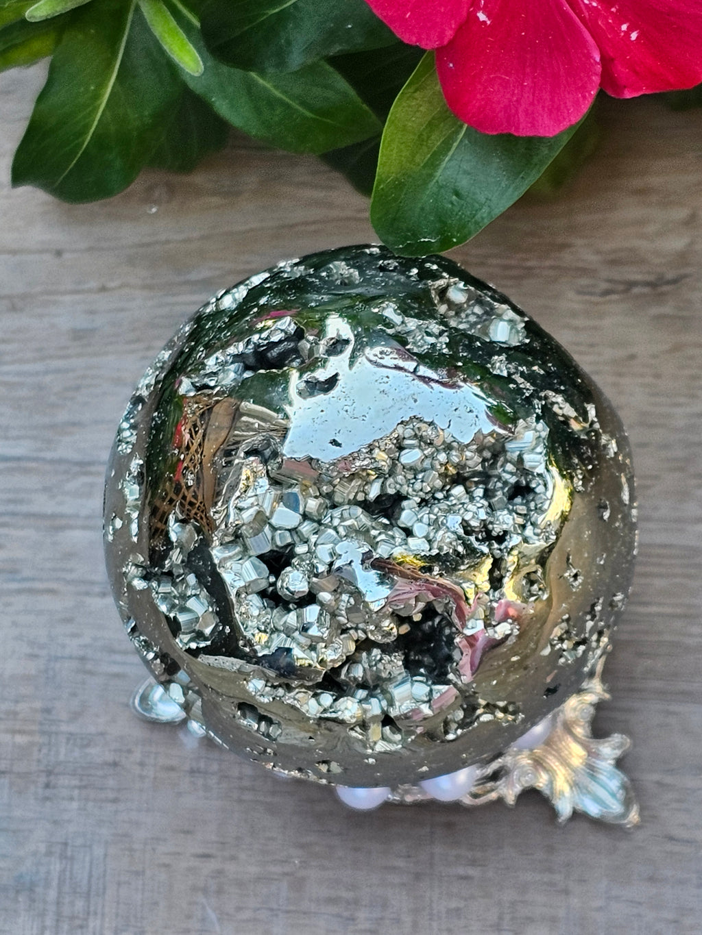 Pyrite Crystal Sphere - 59mm Natural Golden Stone Ball