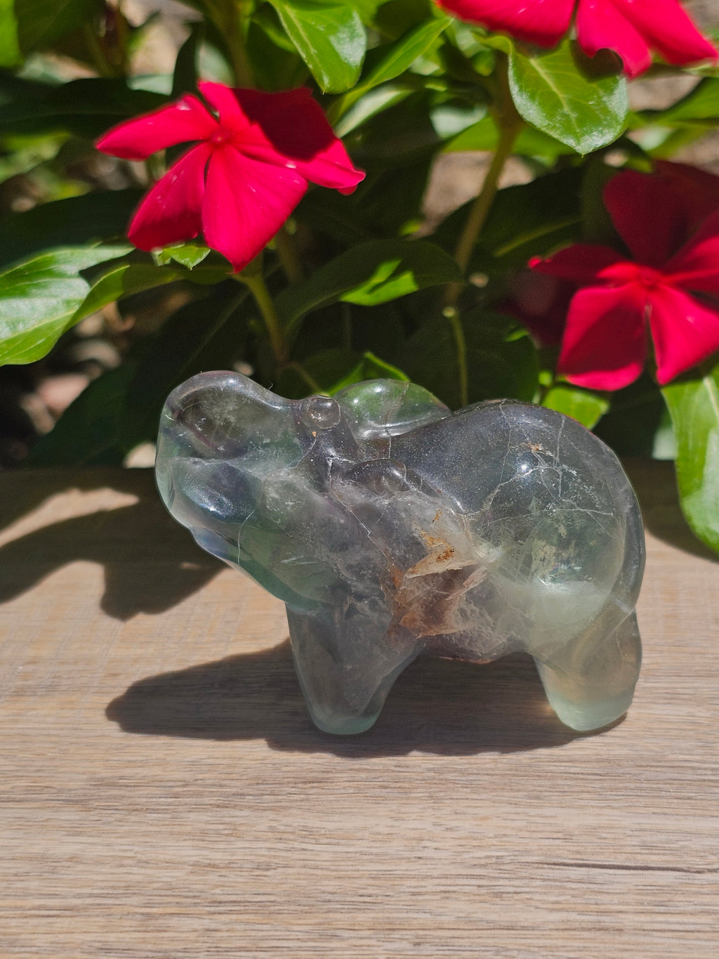 Green Fluorite Crystal Elephant Carving