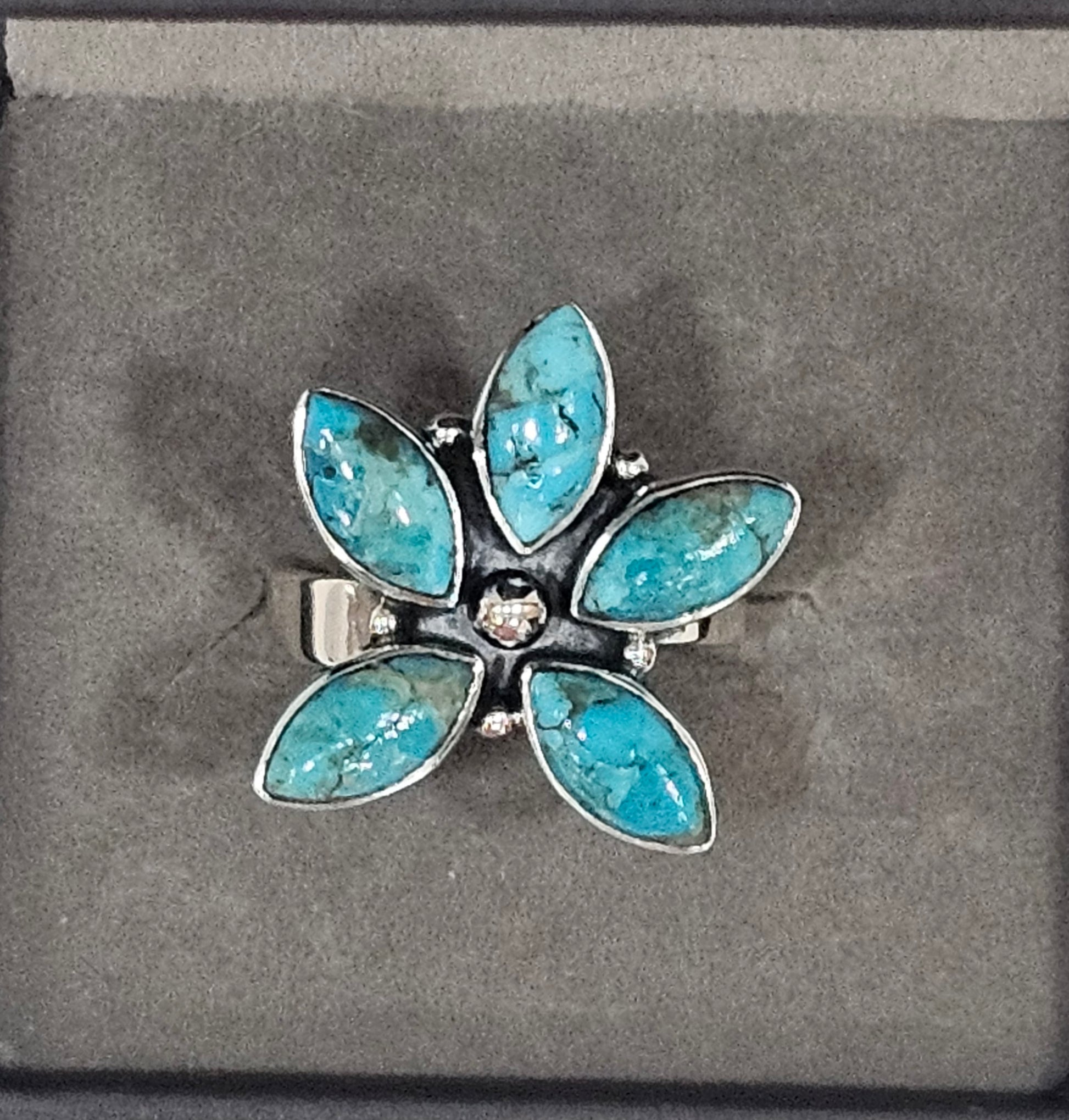 Sterling Silver Turquoise Gemstone Ring Adjustable