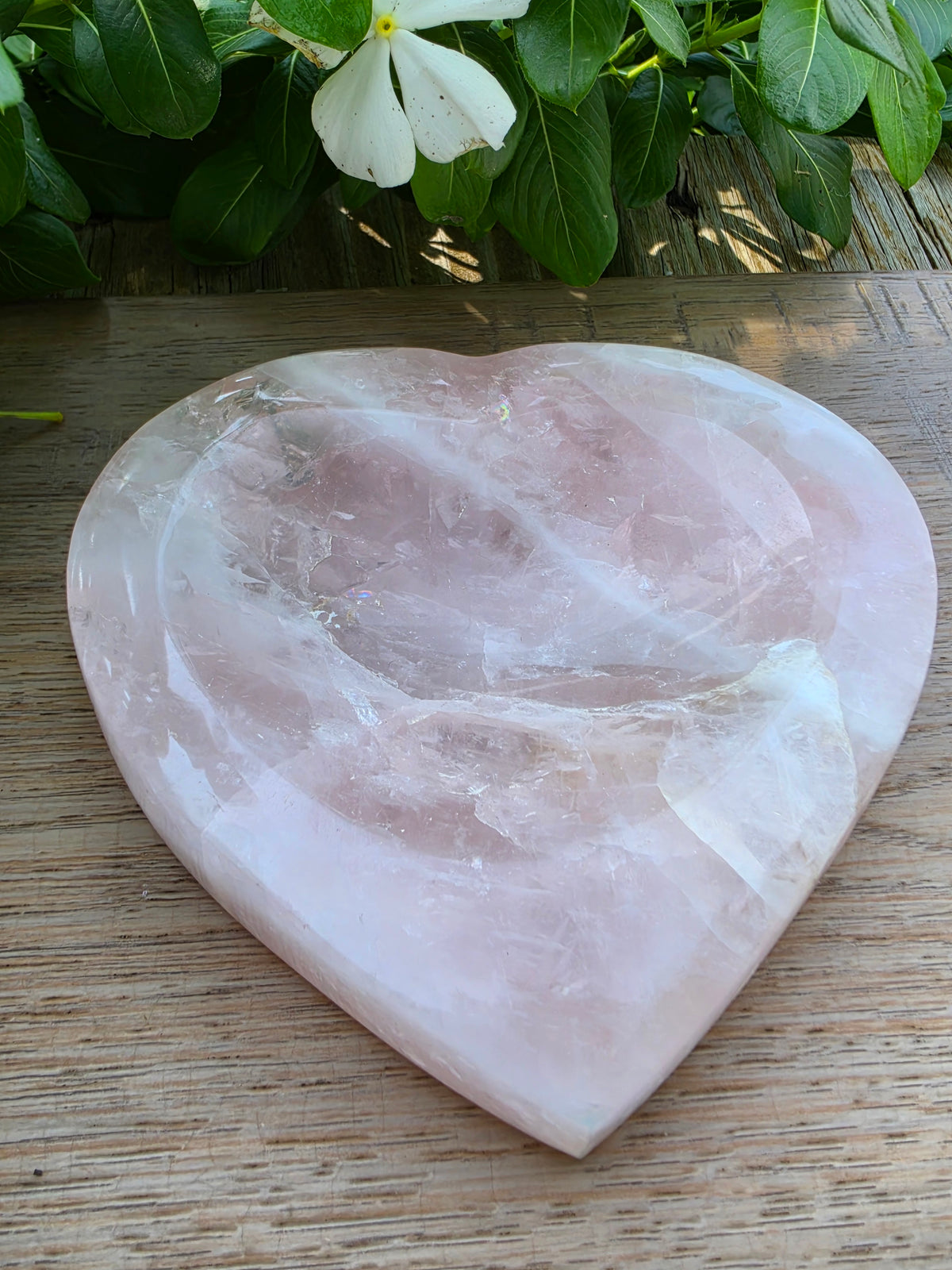 Pink Quartz Crystal Heart Bowl