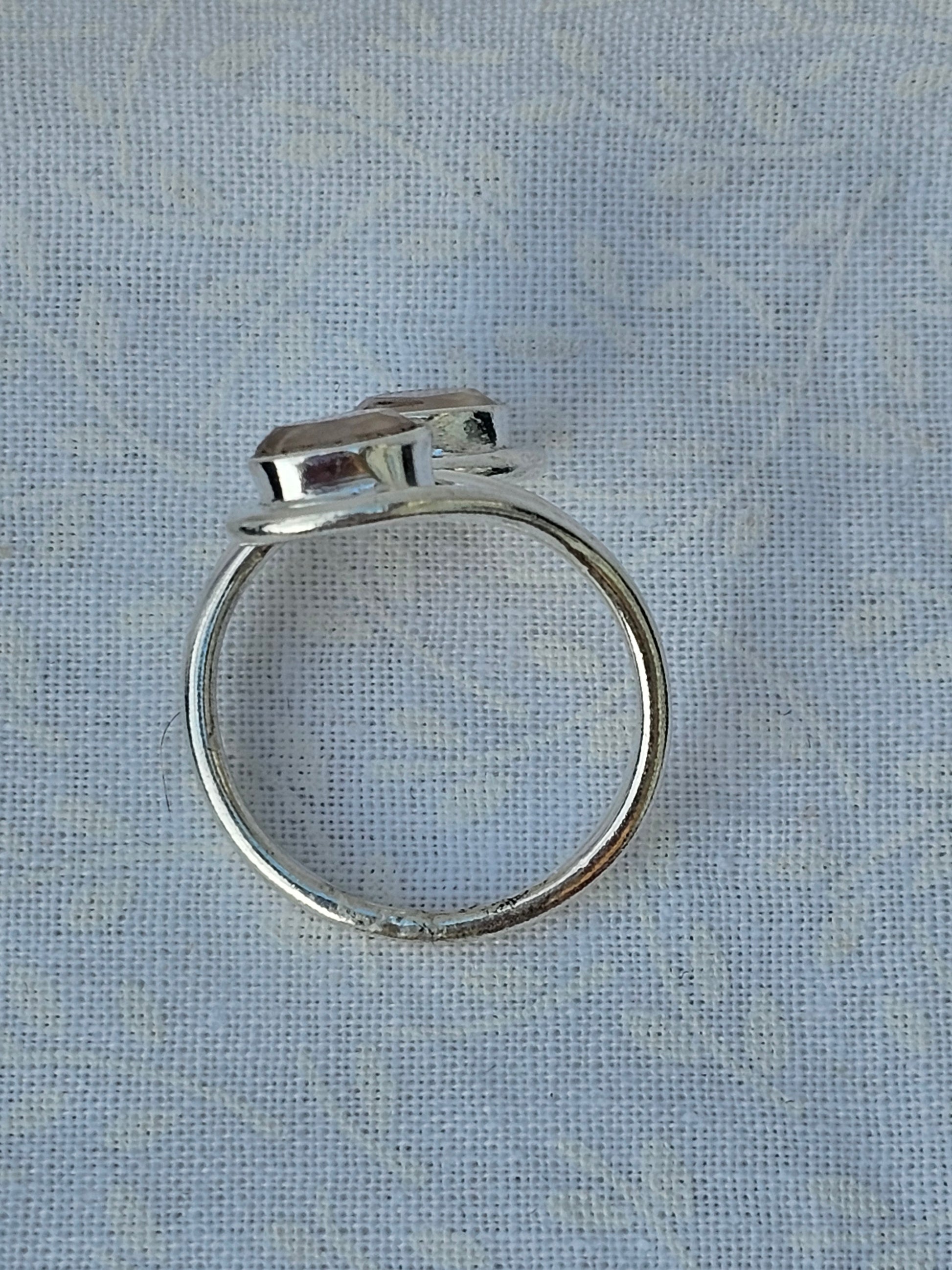 Sterling Silver Double Moonstone Gemstone Ring 8 adjustable