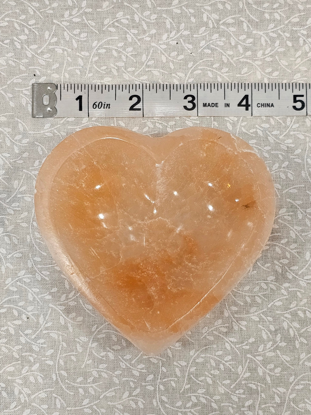 Orange Calcite Crystal Heart Bowl 5 Inch