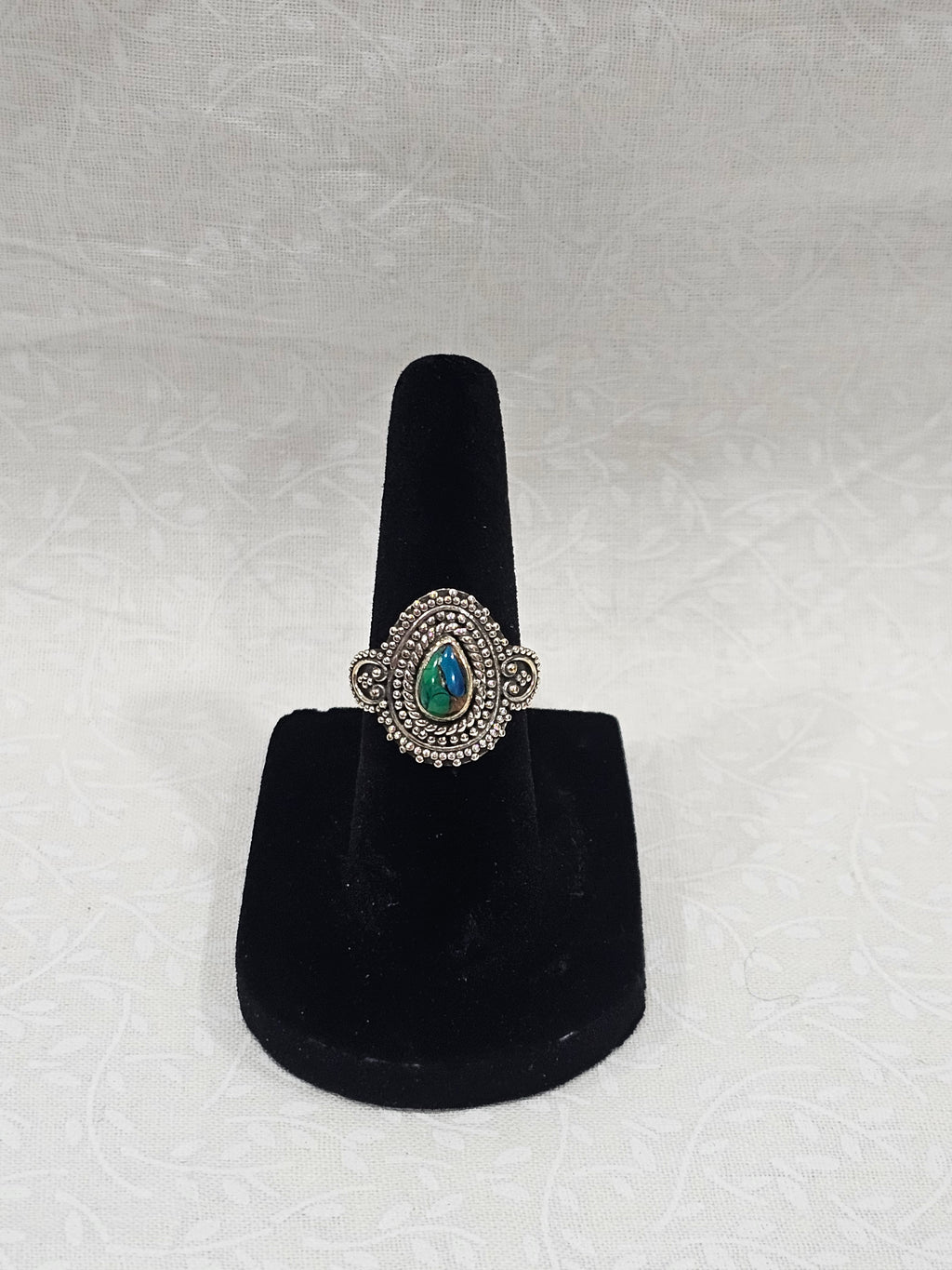 Sterling Silver Green Blue Turquoise Gemstone Ring 5