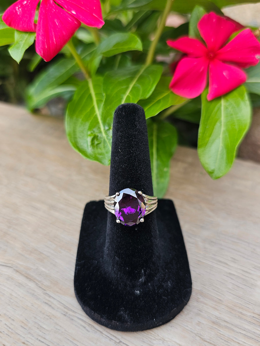 Amethyst Gemstone Sterling Silver Ring — Size 5