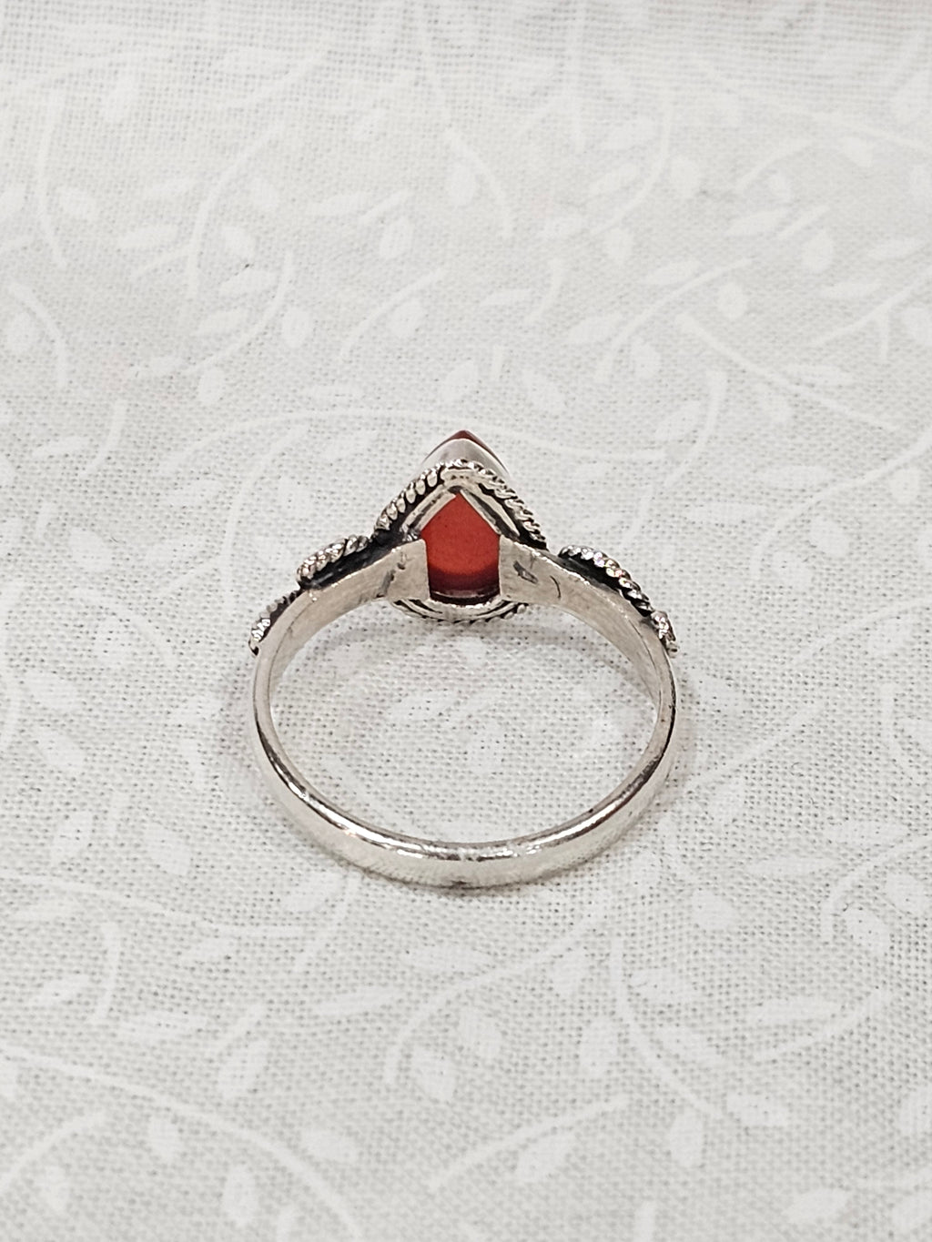 Sterling Silver Amber Gemstone Ring - Size 8