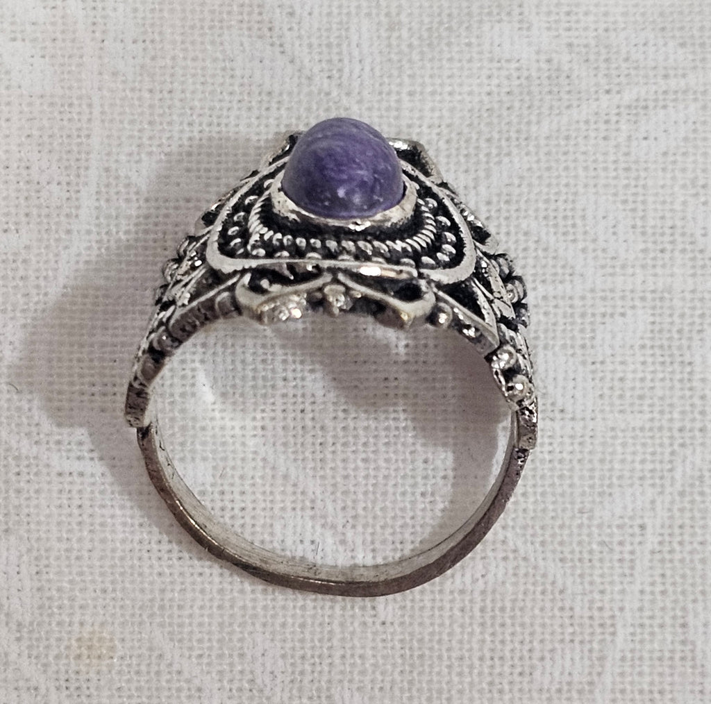 Sterling Silver Charoite Gemstone Ring - Size 5