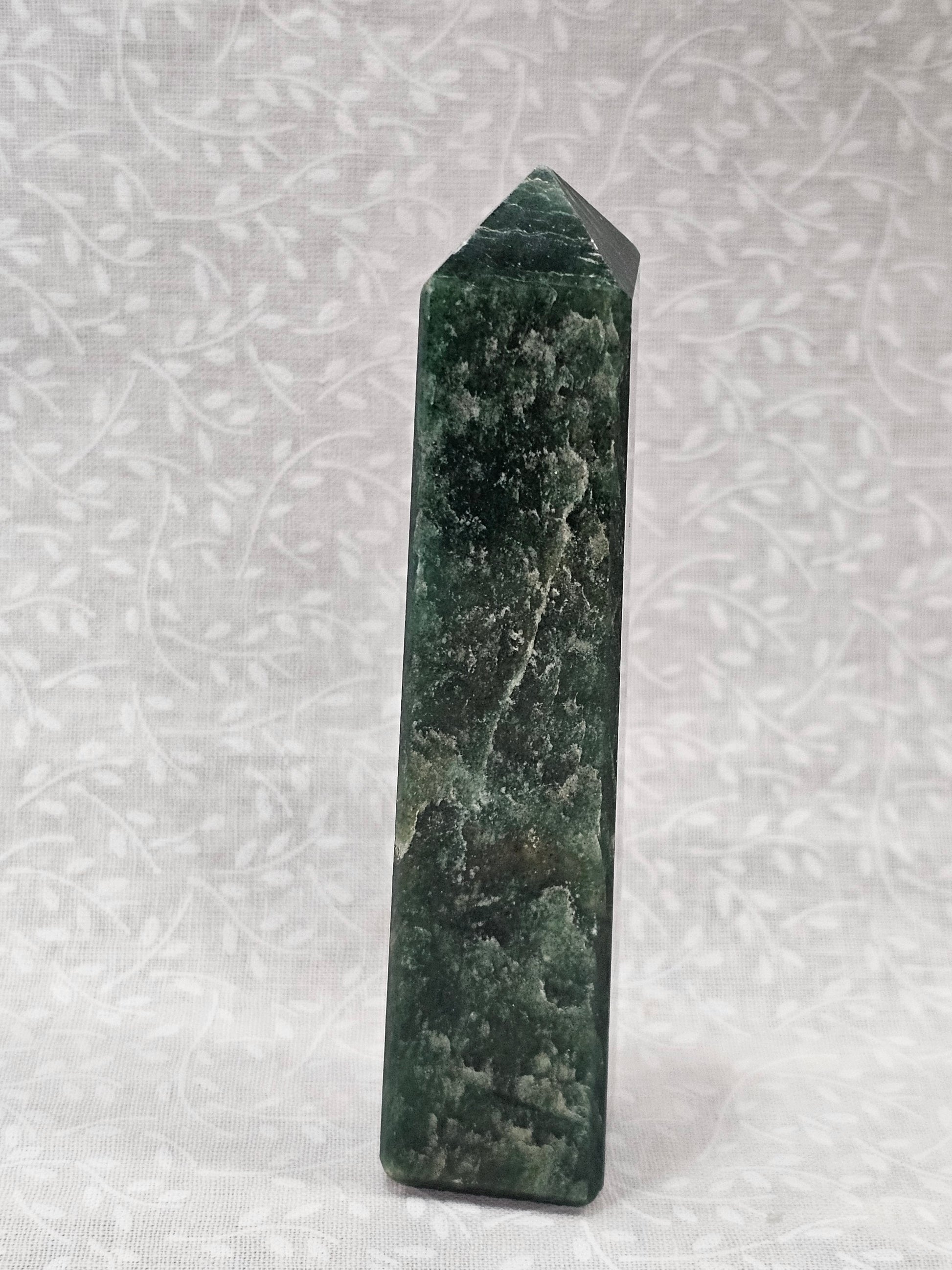 Moss Agate Crystal Tower