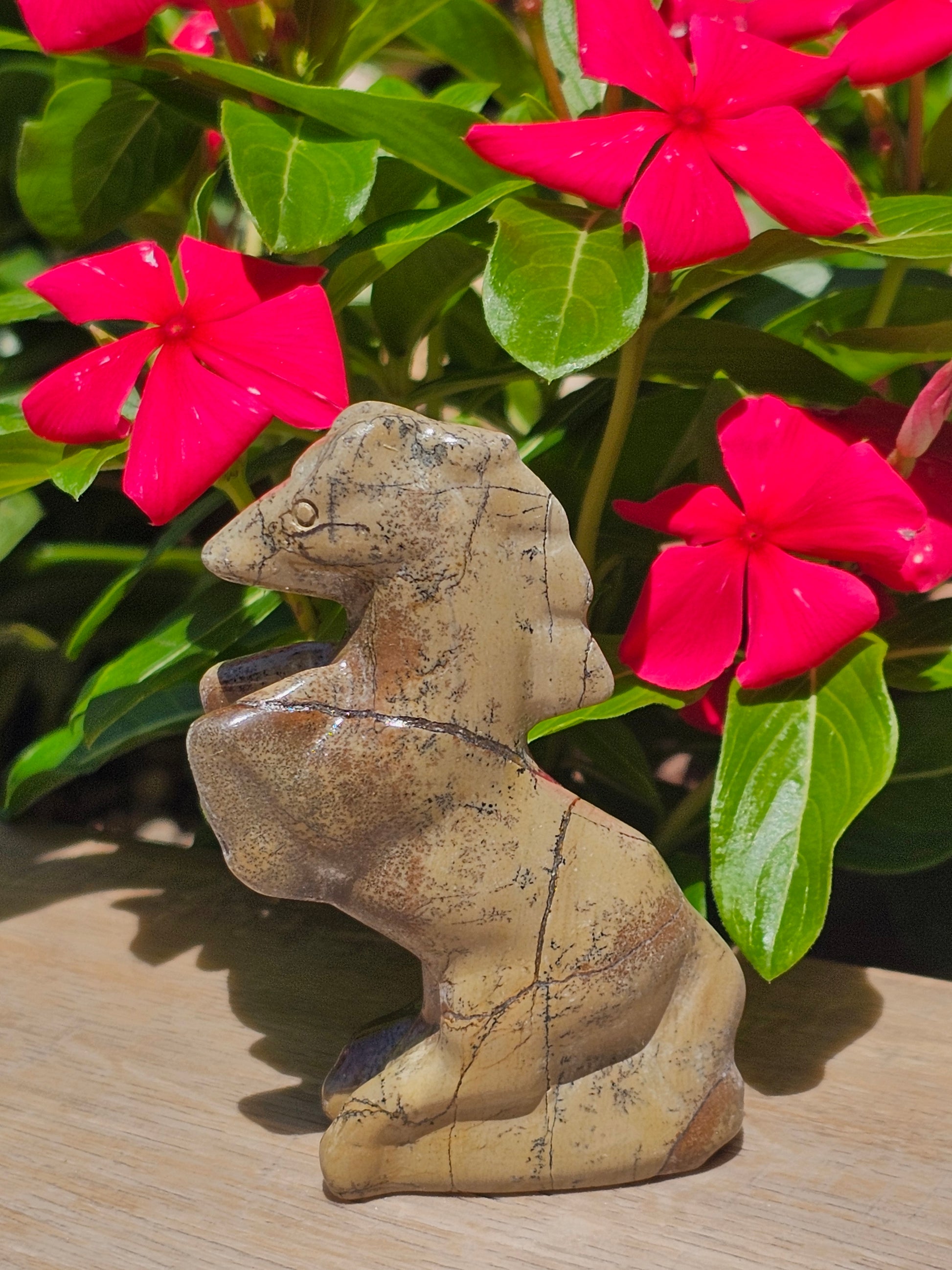 Picture Jasper Crystal Horse Carved Stone Animal Figurine