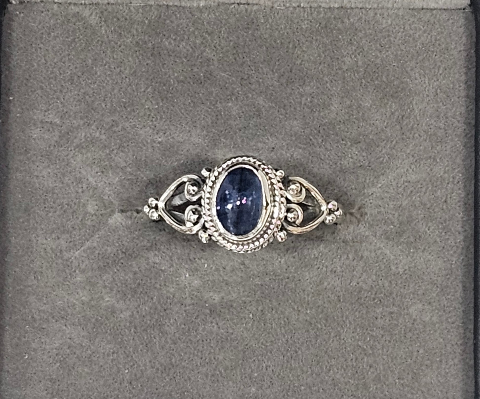 Sterling Silver Sapphire Gemstone Ring 8.5