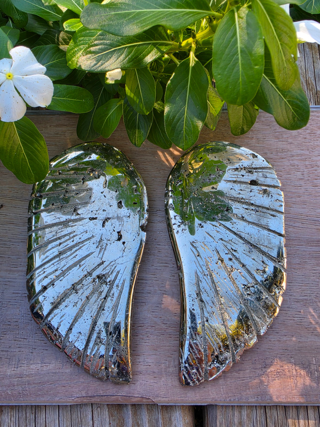 Pyrite Crystal Angel Wings – Approx. 6" x 3"