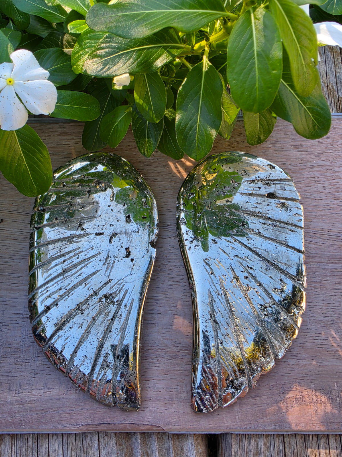 Pyrite Crystal Angel Wings – Approx. 6" x 3"