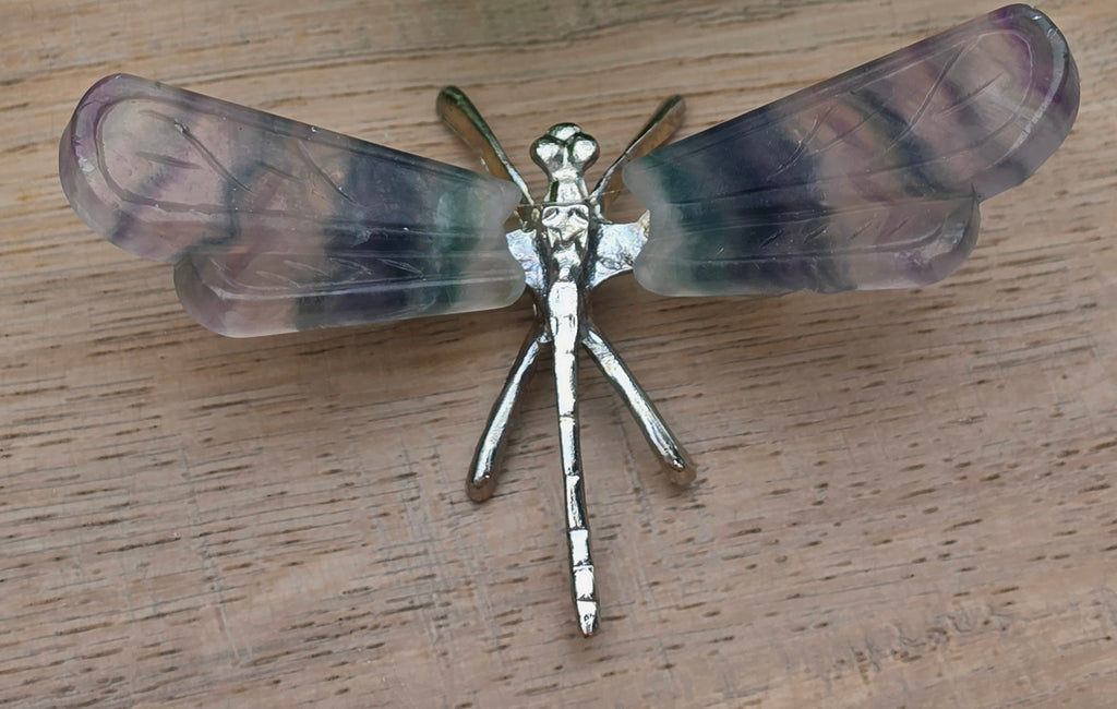Rainbow Fluorite Crystal Dragonfly