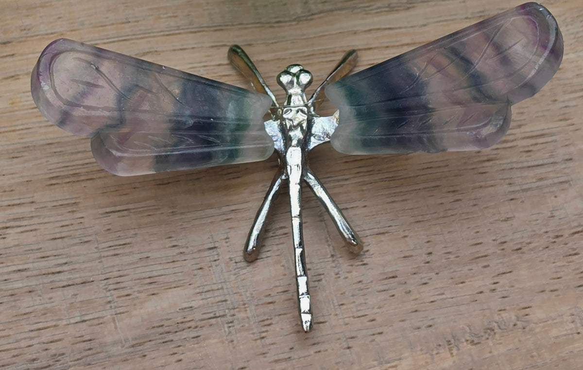 Rainbow Fluorite Crystal Dragonfly