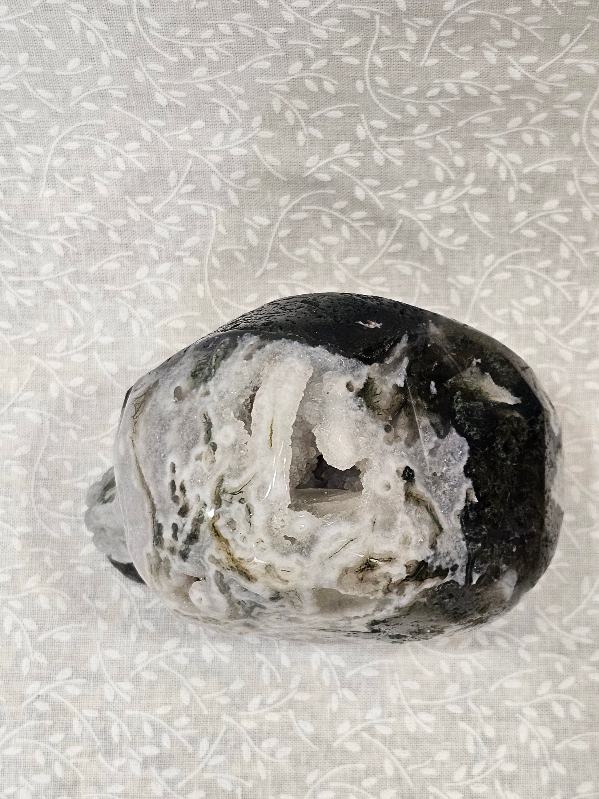 Moss Agate Crystal Skull