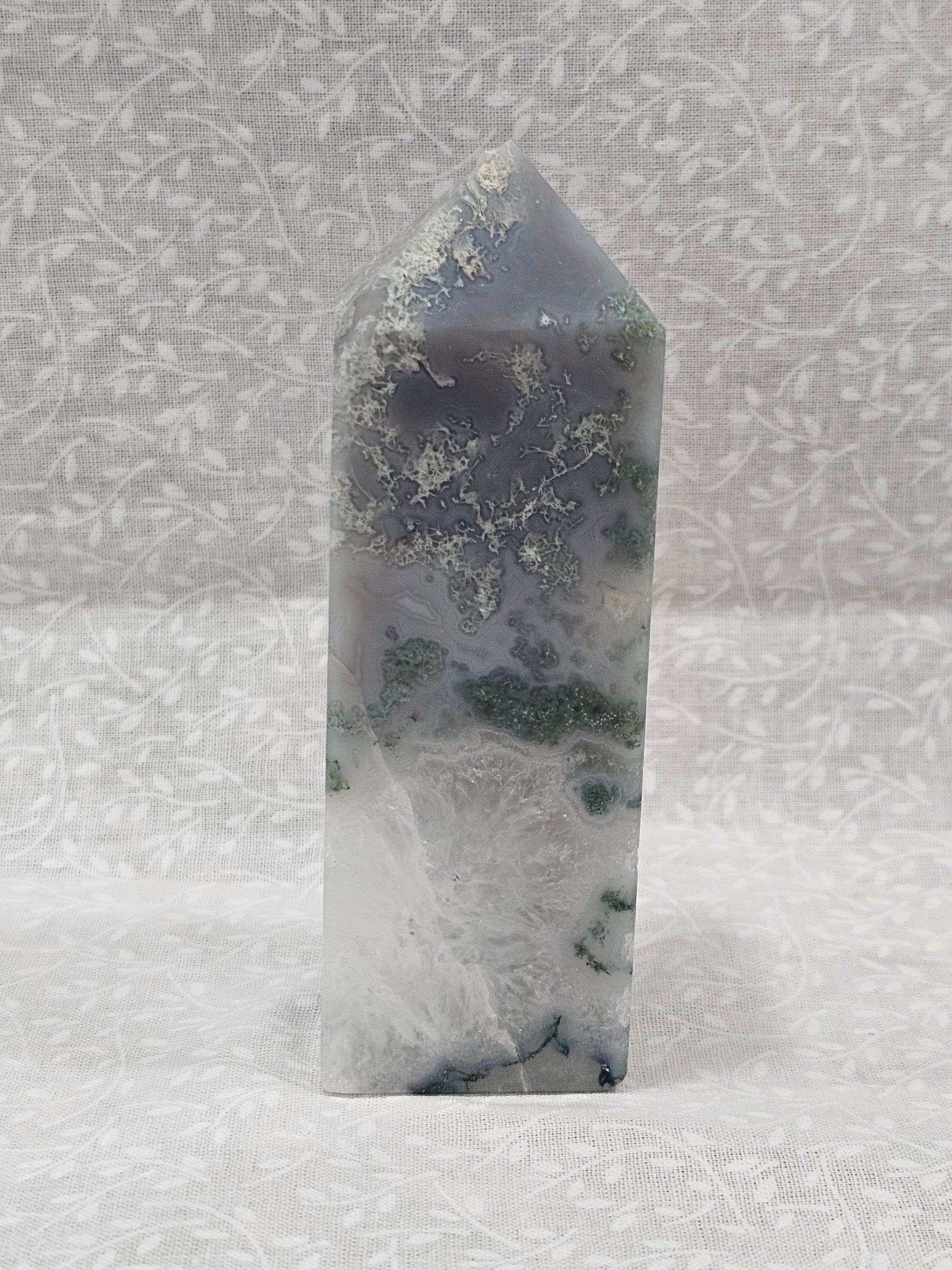 Moss Agate Crystal Tower
