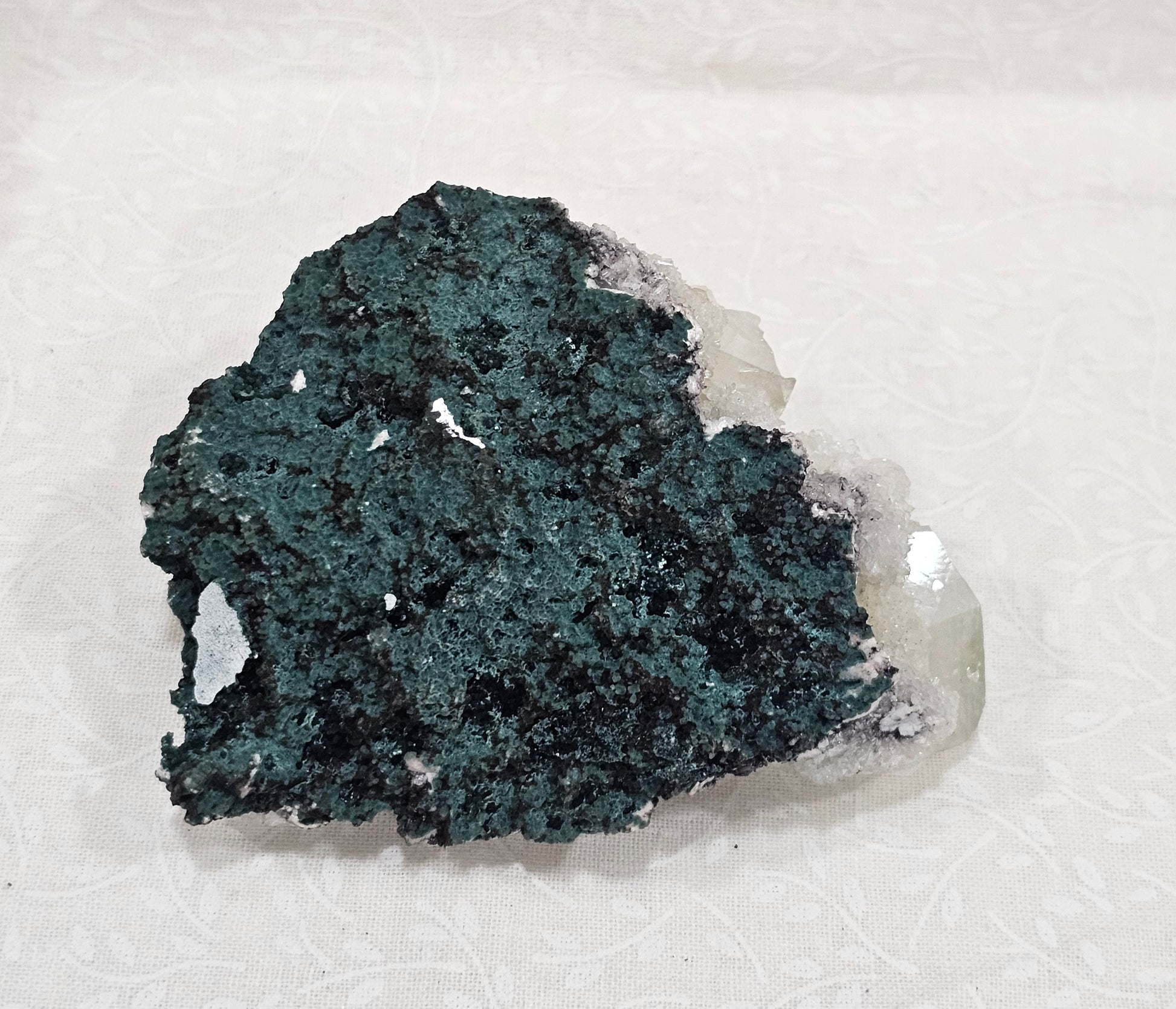Apophyllite with Stillbite and Clear Quartz Raw Crystal Cluster