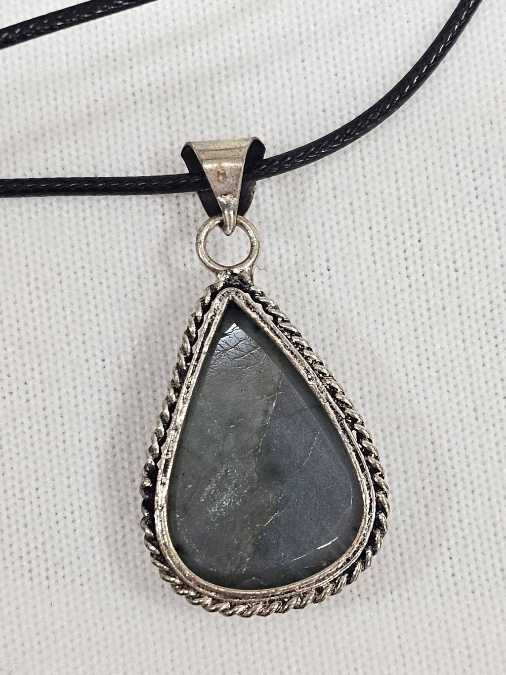 Labradorite Necklace on Corded Rope Chain
