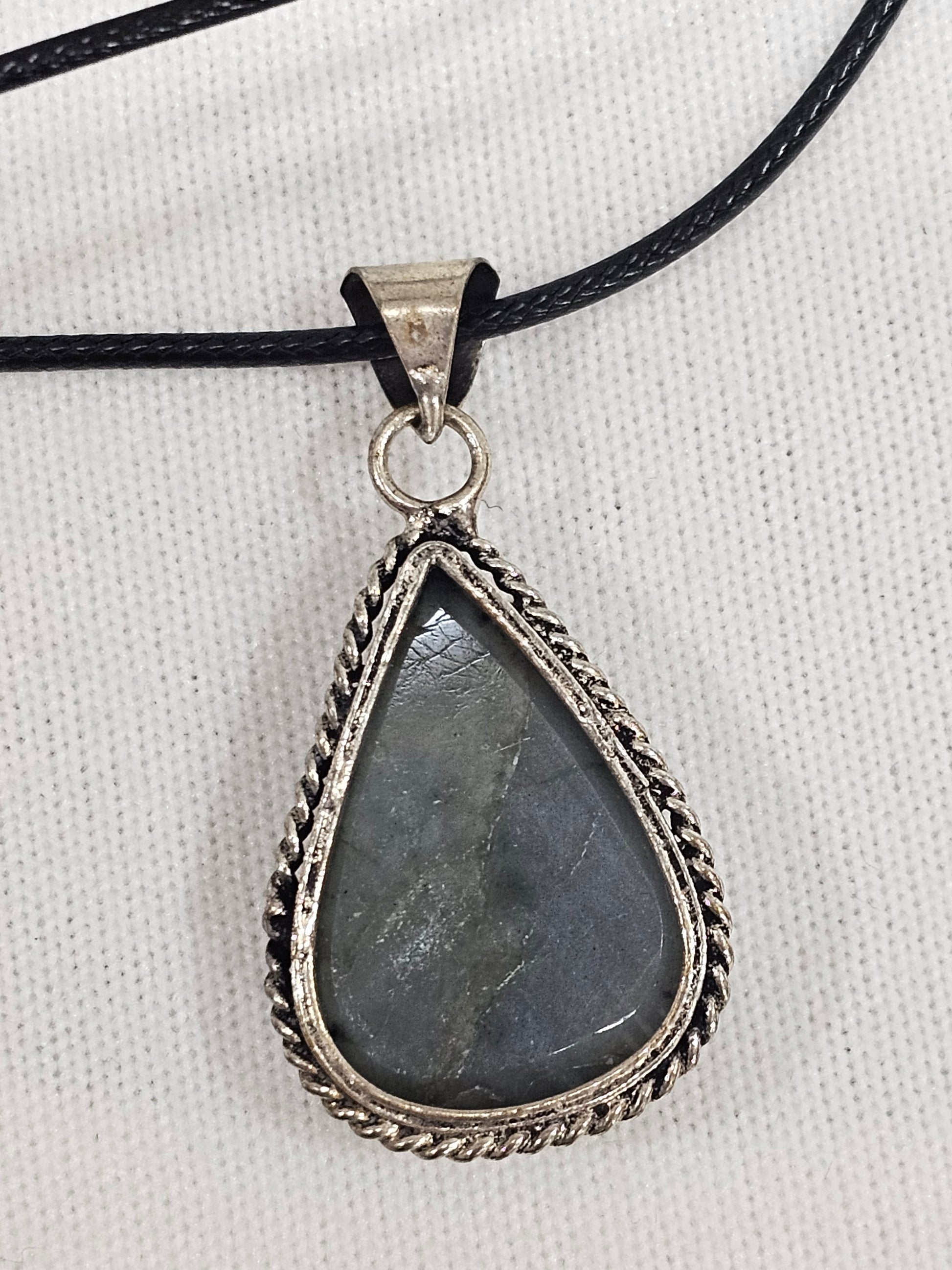 Labradorite Necklace on Corded Rope Chain