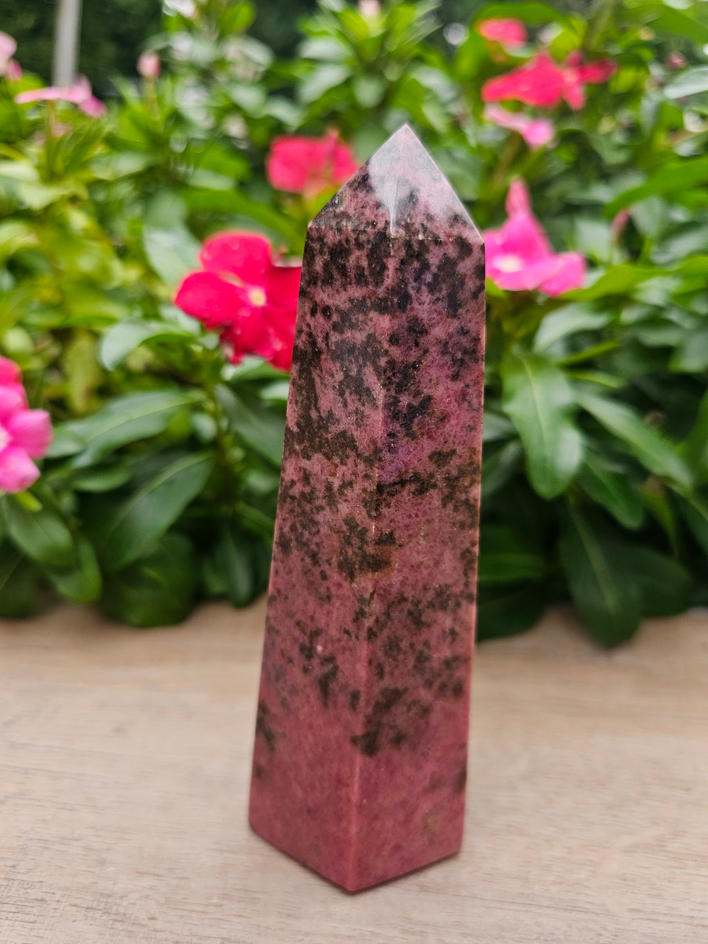 Rhodonite Crystal Tower - 6 Inch Polished Point