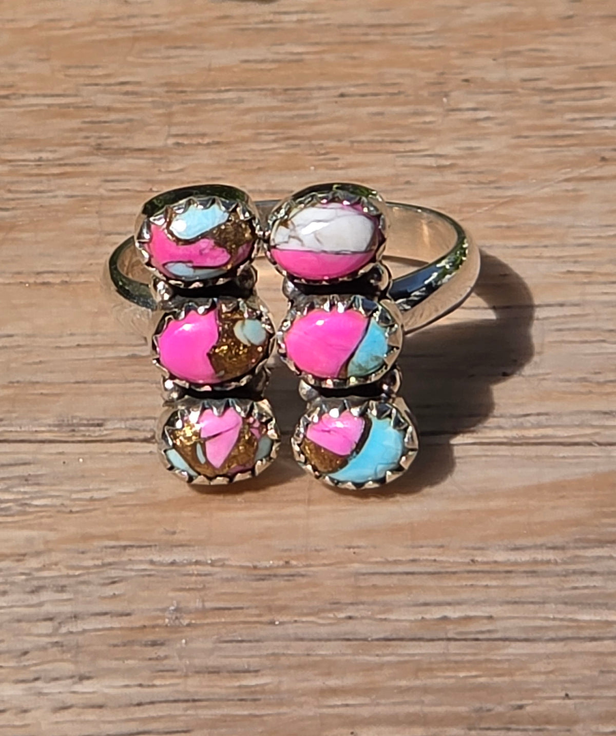 Sterling Silver Cotton Candy Ring - Size 8.5 (Adjustable to 9)