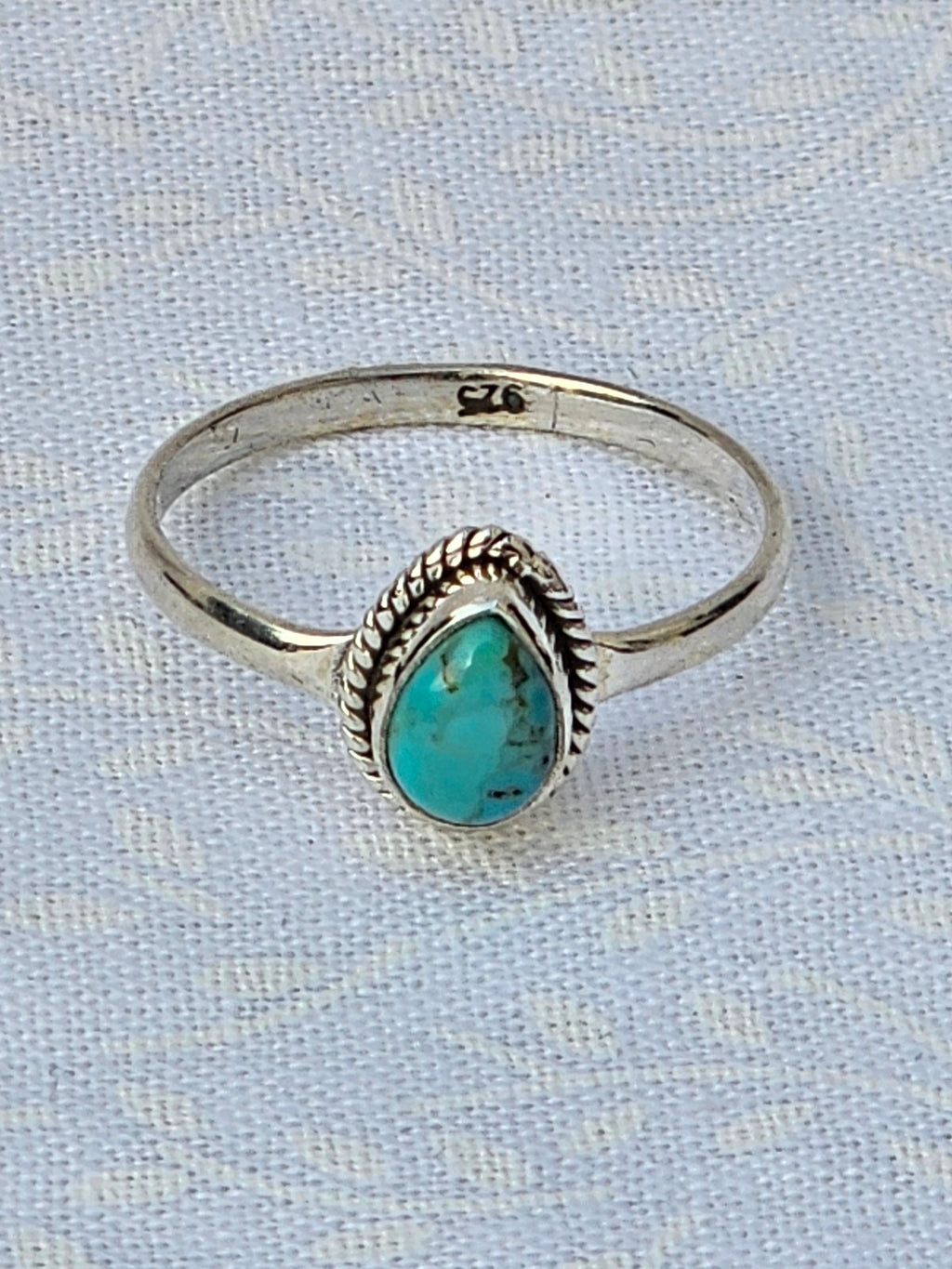 Sterling Silver Turquoise Gemstone Ring Vibrant Blue - Size 8