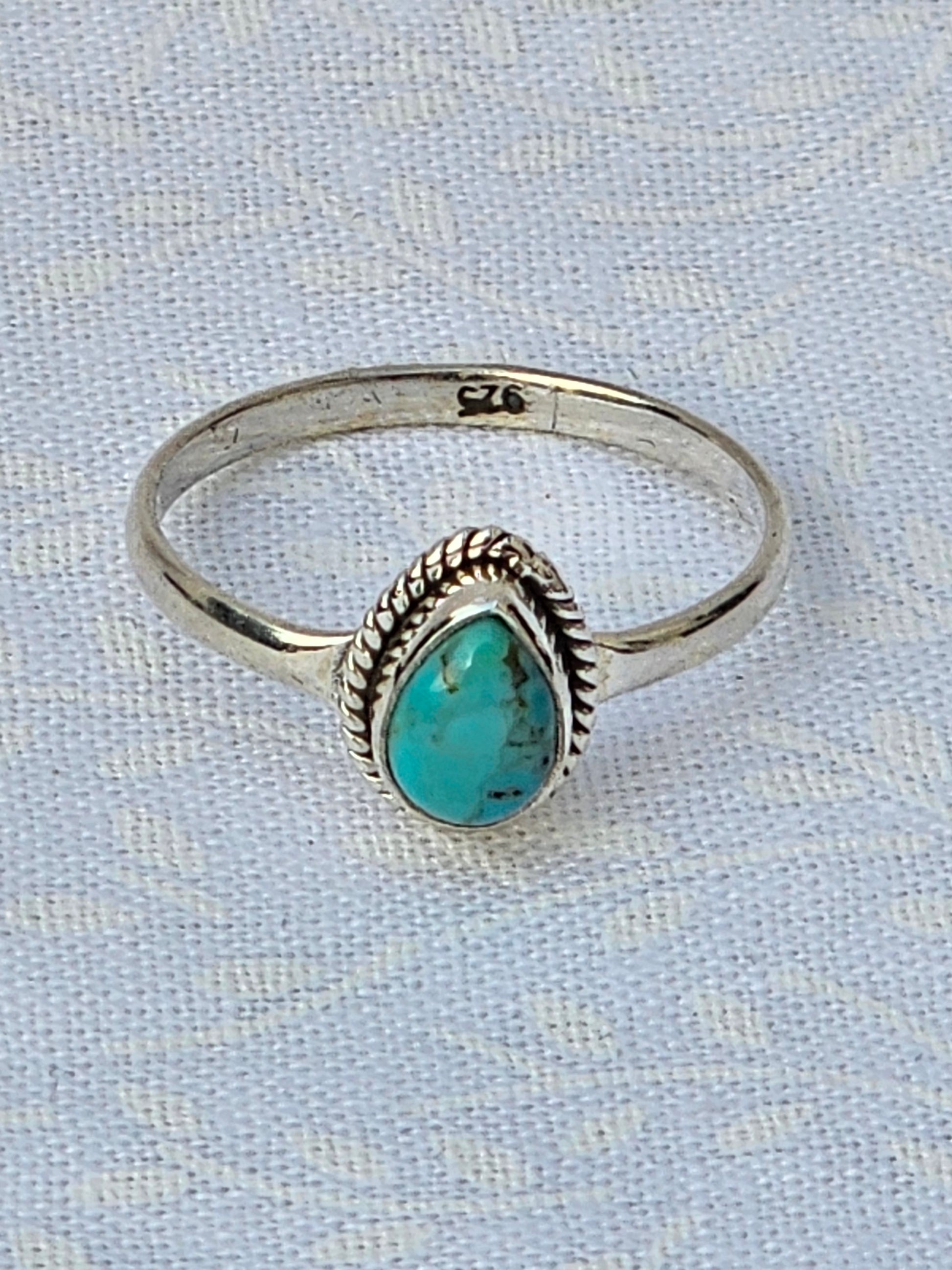 Sterling Silver Turquoise Gemstone Ring Vibrant Blue - Size 8