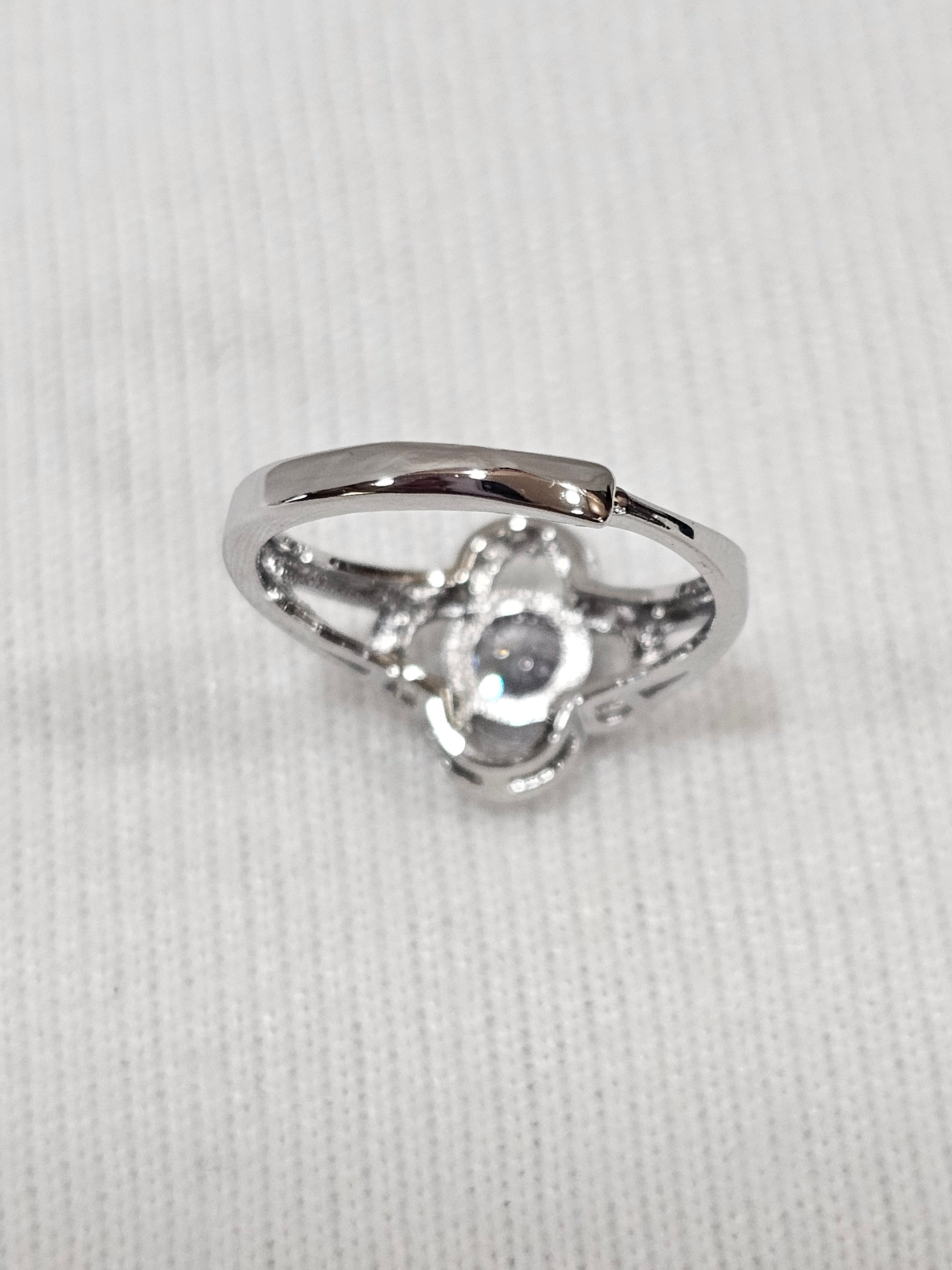 Sapphire Quartz Crystal Ring - Sterling Silver Natural Gemstone Size 7.5 Adjustable