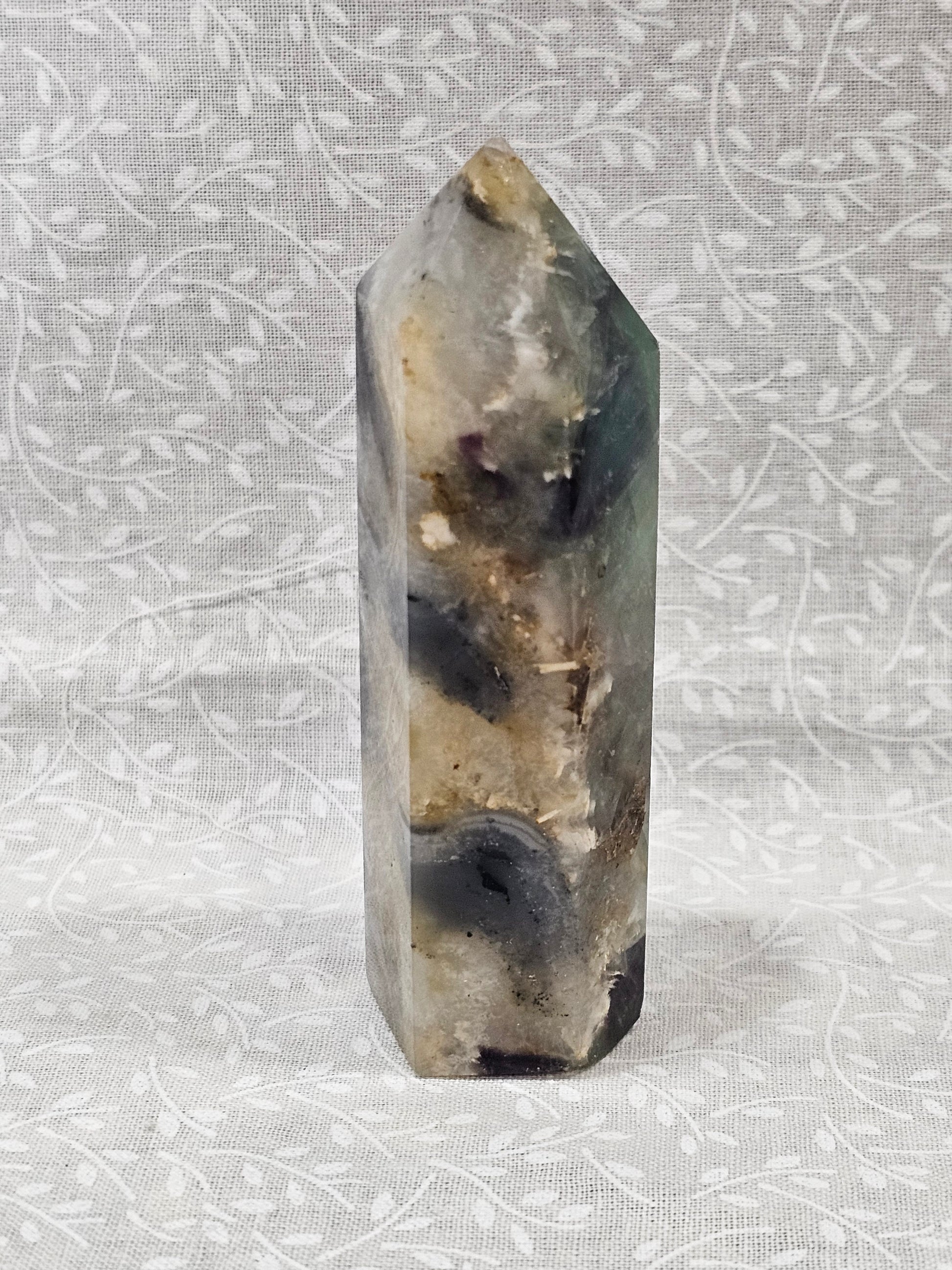 Moss Agate Crystal Tower