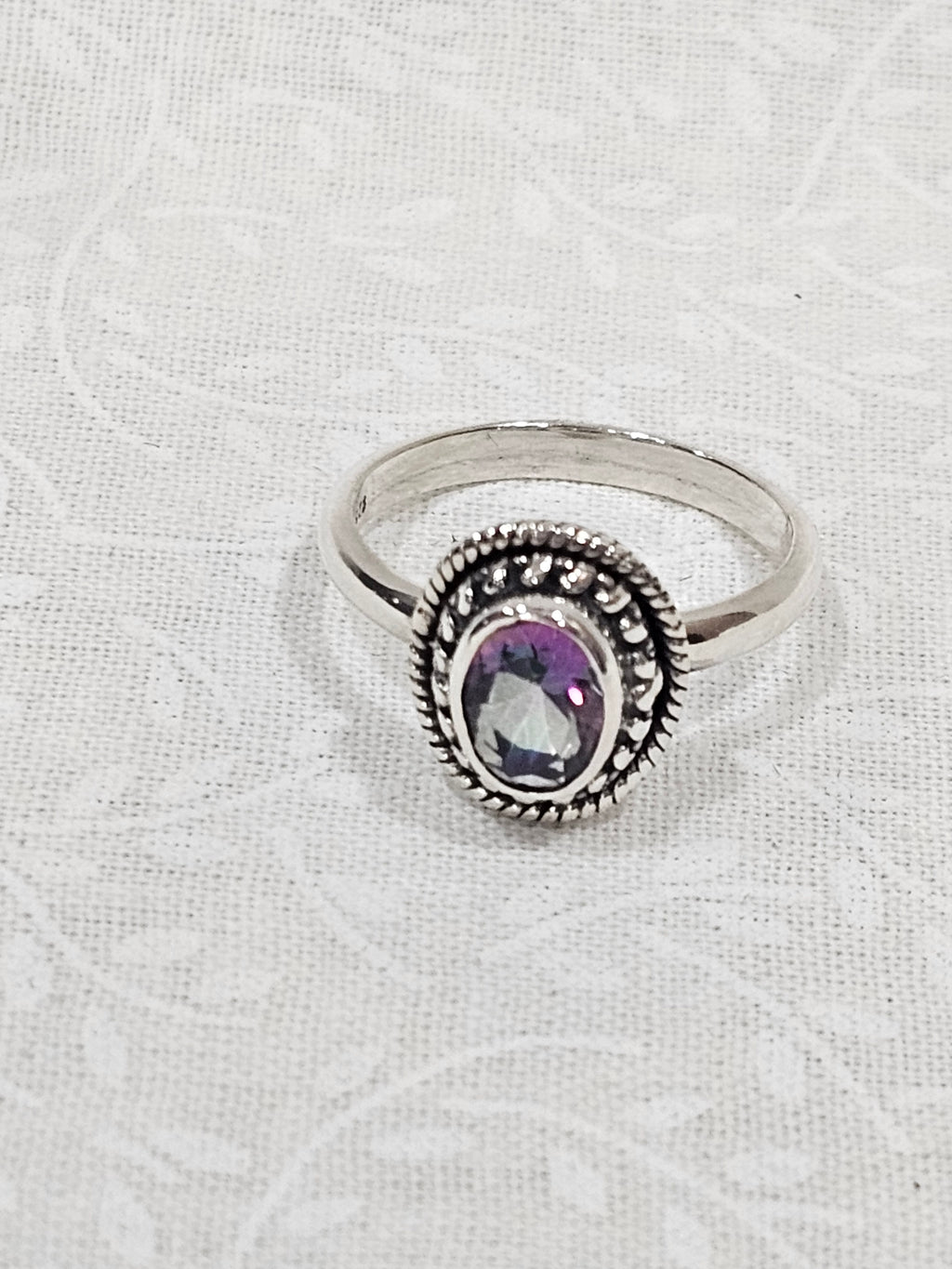 Mystic Topaz Sterling Silver Ring Size 7.5 - Rainbow Energy Stone