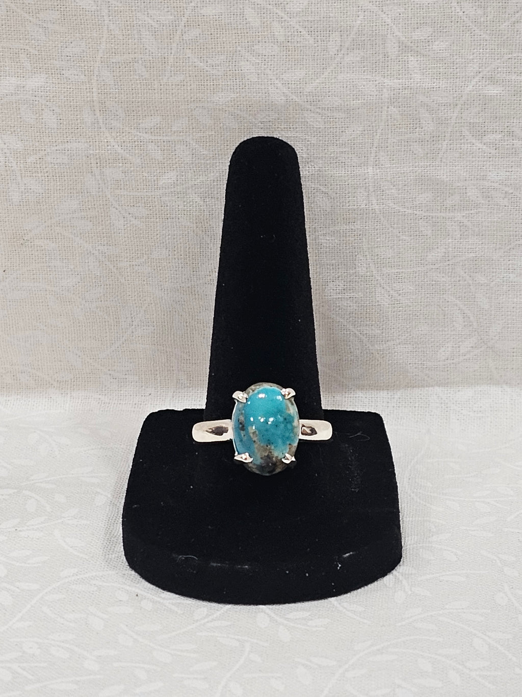 Sterling Silver Turquoise Gemstone Ring Matrix Pattern - Size 9