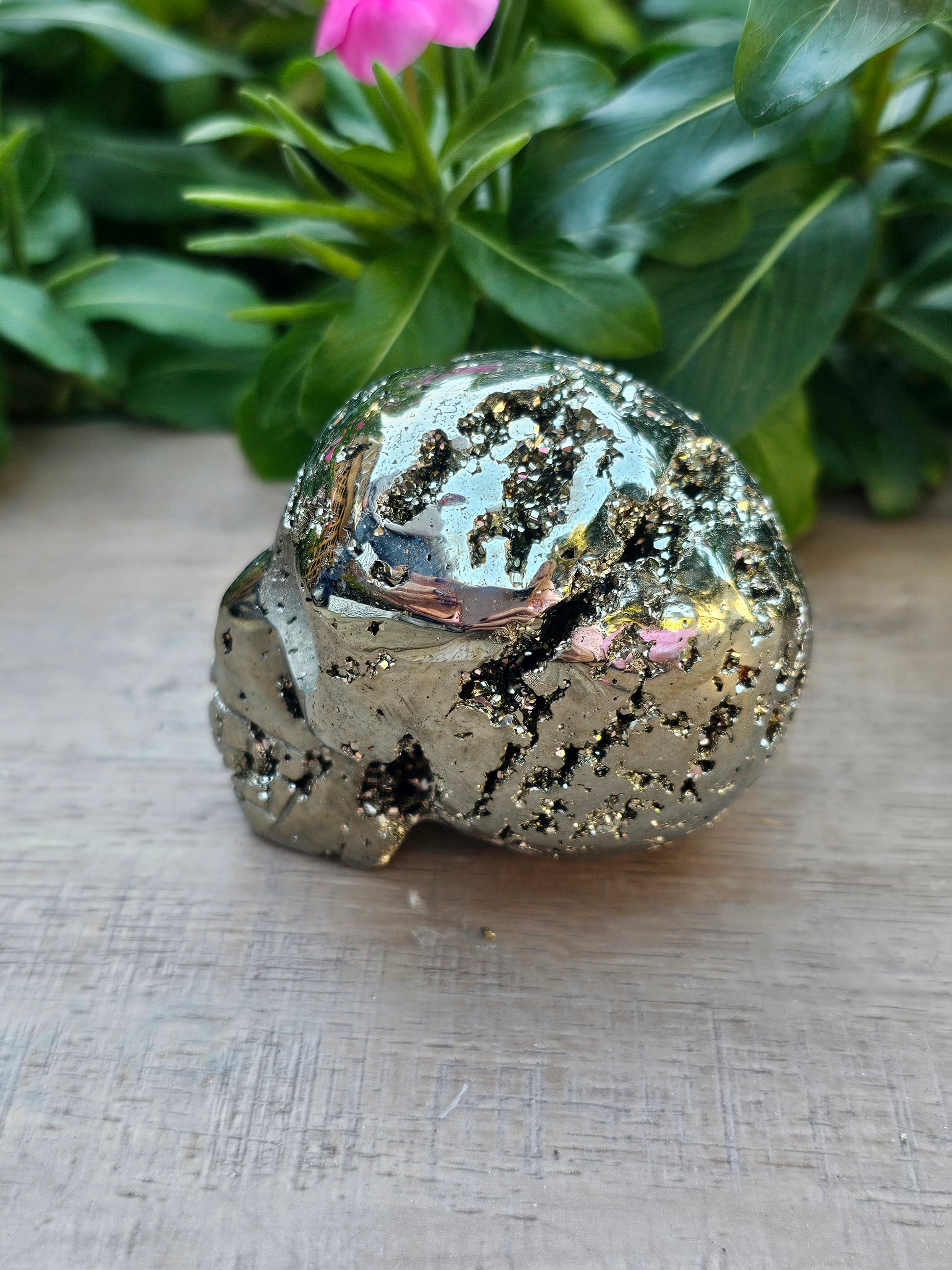 Pyrite Crystal Skull Carving  Hand-Carved Gemstone Figurine