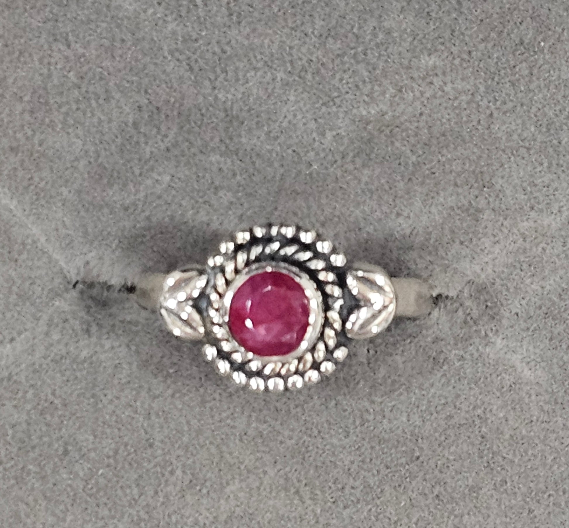 Sterling Silver Ruby Gemstone Ring July Birthstone - Size 5